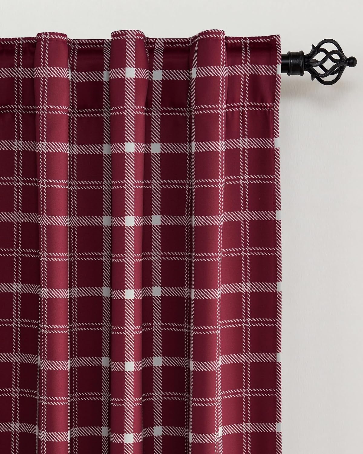image:imageNICETOWN 100 Blackout Taupe Plaid Magnetic Roman Shade W24 x L64 1 PanelPlaid Red Christmas White
