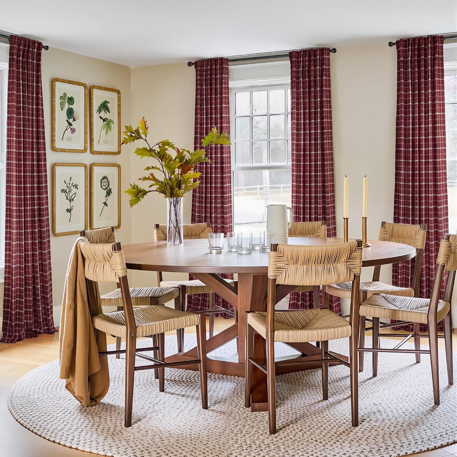 image:imageNICETOWN 100 Blackout Taupe Plaid Magnetic Roman Shade W24 x L64 1 PanelPlaid Red Christmas White