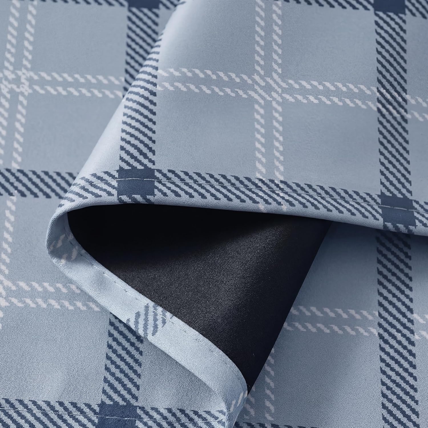 image:imageNICETOWN 100 Blackout Taupe Plaid Magnetic Roman Shade W24 x L64 1 PanelPlaid Sea Blue White