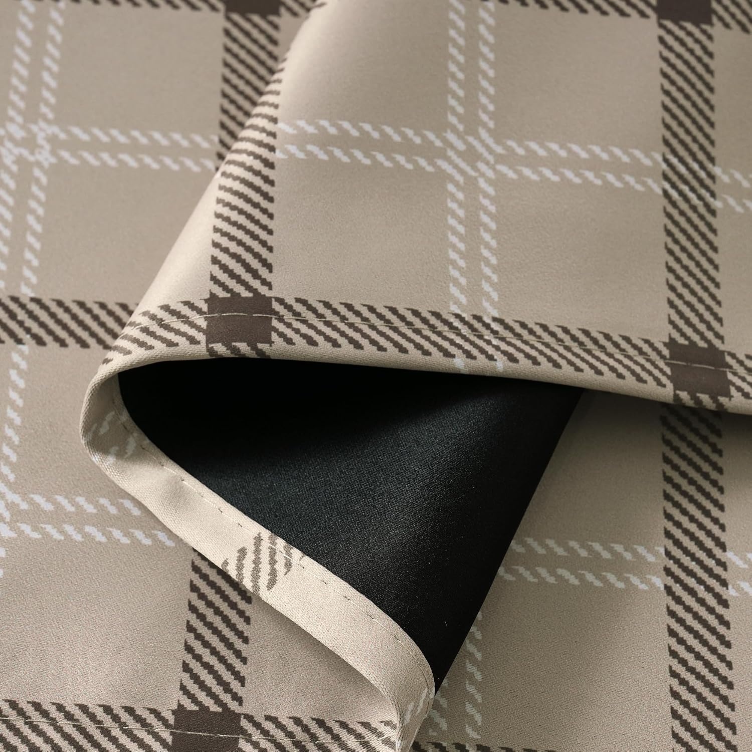 image:imageNICETOWN 100 Blackout Taupe Plaid Magnetic Roman Shade W24 x L64 1 PanelPlaid Taupe White