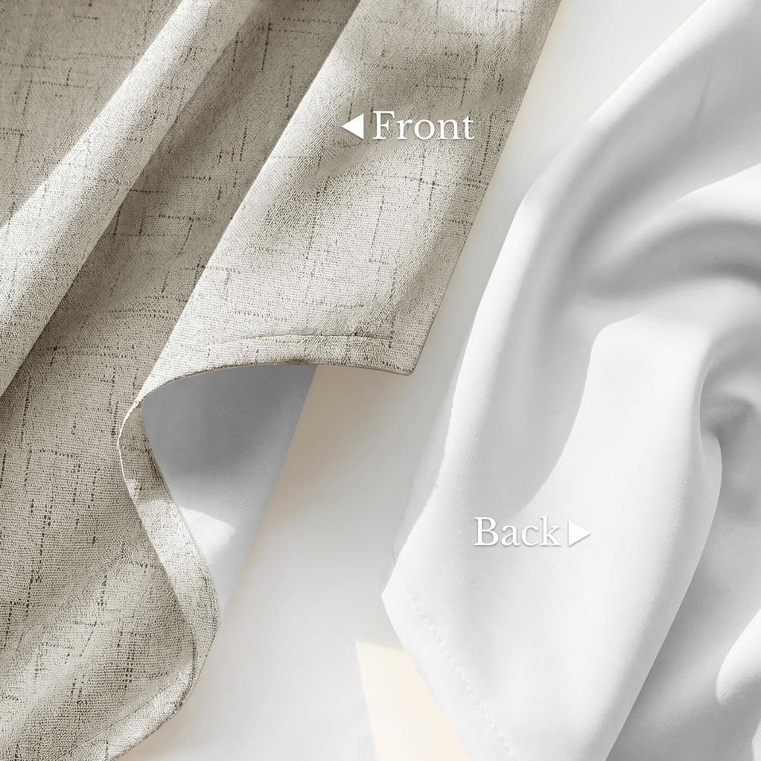 image:imageNICETOWN Beige Linen Blackout Curtains 84 Inches Long W52xL84 2 PanelsBeige