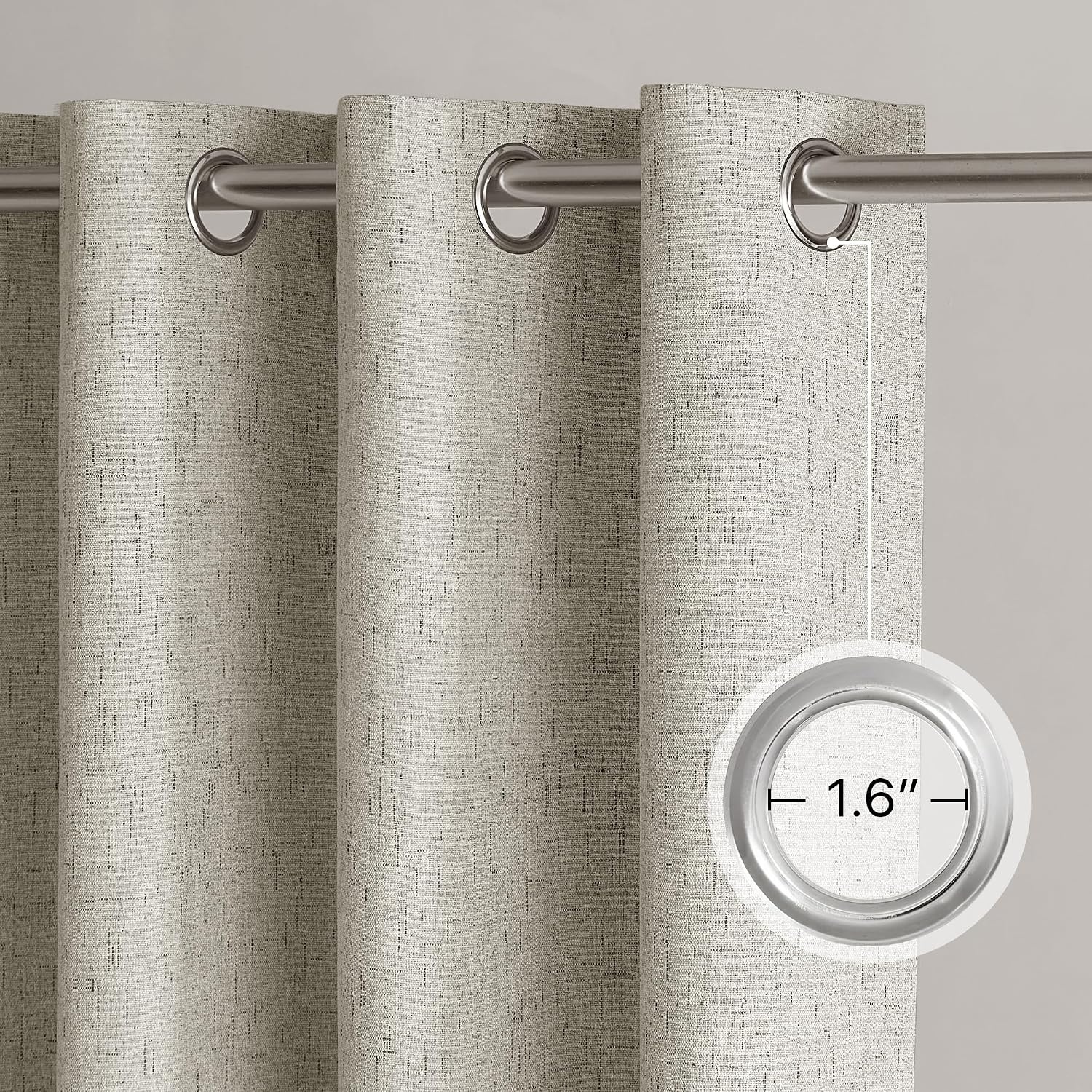 image:imageNICETOWN Beige Linen Blackout Curtains 84 Inches Long W52xL84 2 PanelsBeige