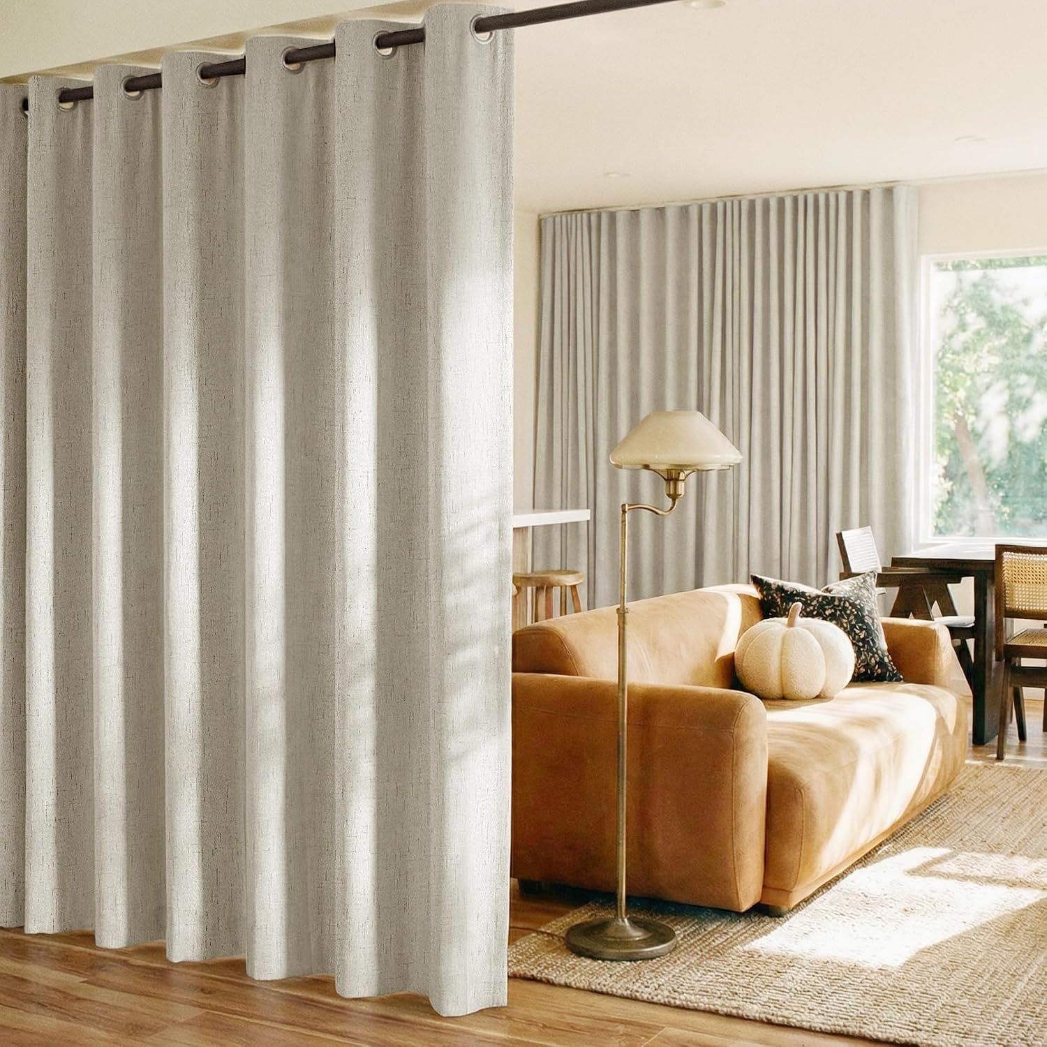 image:imageNICETOWN Beige Linen Blackout Curtains 84 Inches Long W52xL84 2 PanelsIvory