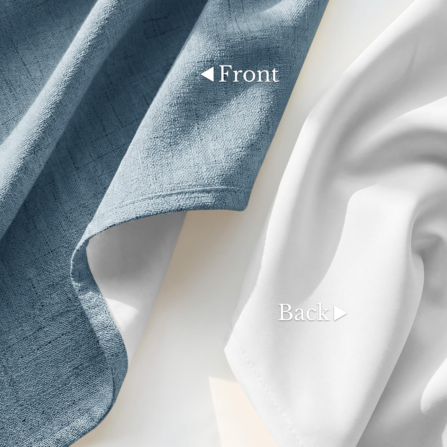 image:imageNICETOWN Beige Linen Blackout Curtains 84 Inches Long W52xL84 2 PanelsStone Blue