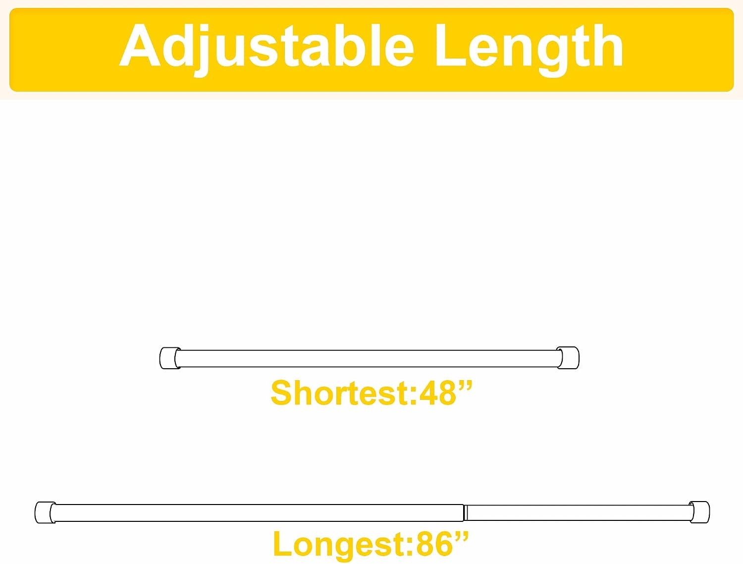 image:imageNICETOWN Black Adjustable Curtain Rod 1 Diameter Modern End Cap Style FinalsCylinder Finials Design Decorative Drapery Rod for Closet Cupboard Cafe Loft RV Curtains 2848 Length Matt BlackBrushed Nickel