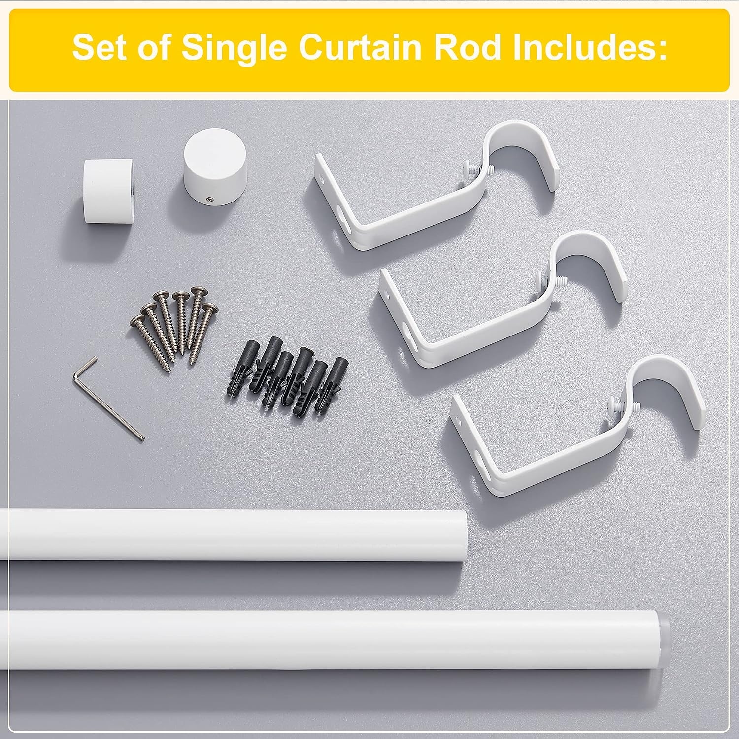 image:imageNICETOWN Black Adjustable Curtain Rod 1 Diameter Modern End Cap Style FinalsCylinder Finials Design Decorative Drapery Rod for Closet Cupboard Cafe Loft RV Curtains 2848 Length Matt BlackWhite