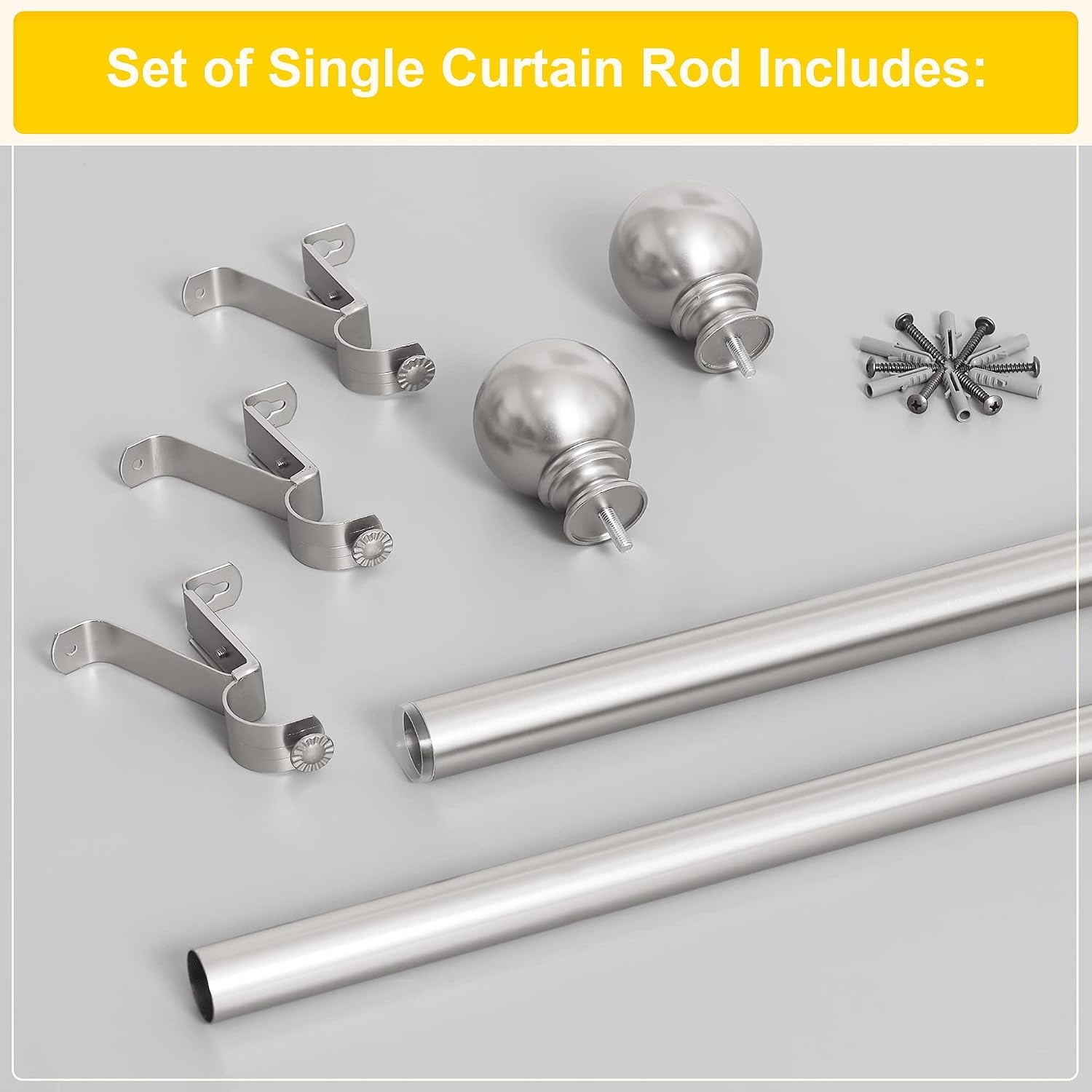 image:imageNICETOWN Black Curtain Rods for Window 48 to 86 inch 1 18 Diameter with Ball Finials for Window Treatment Adjustable Length from 48 to 86Inch Matte BlackSatin Nickel