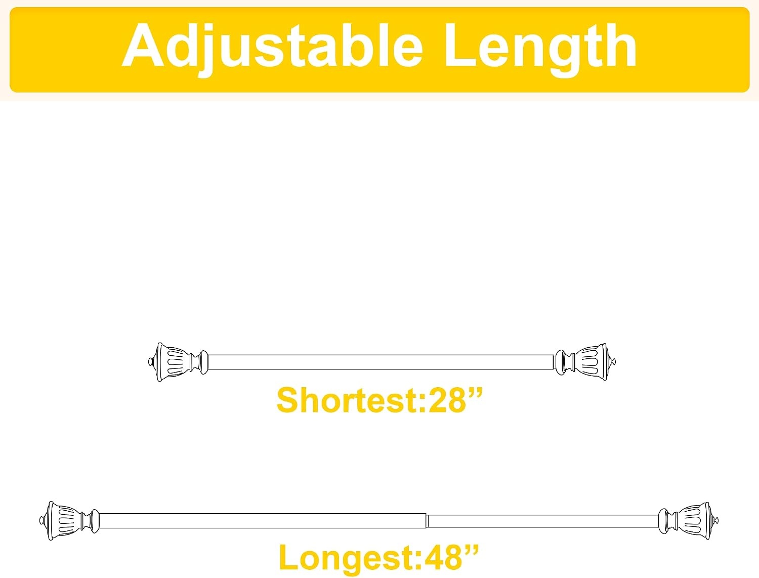 image:imageNICETOWN Black Curtain Rods for Window 48 to 86 inch 1 18 Diameter with Ball Finials for Window Treatment Adjustable Length from 48 to 86Inch Matte BlackMatte Black