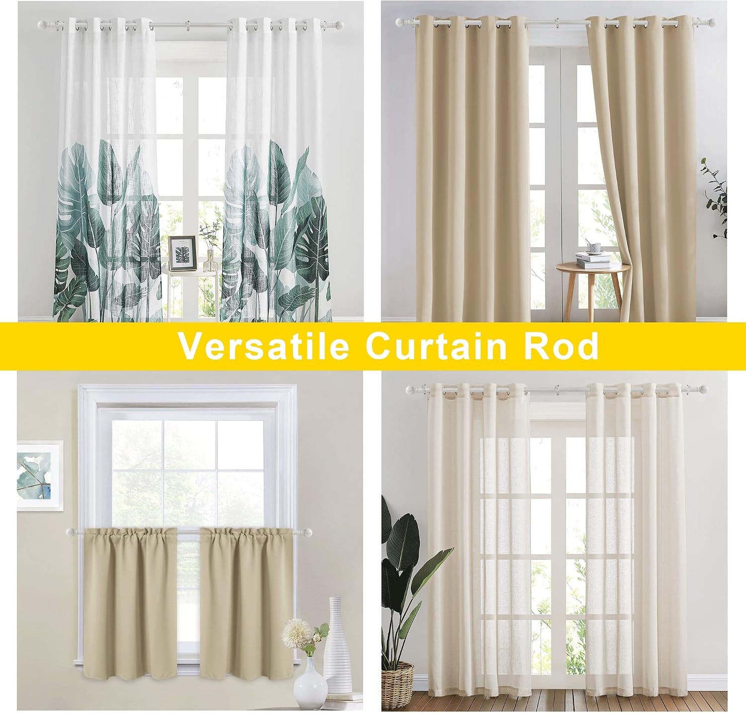 image:imageNICETOWN Black Curtain Rods for Window 48 to 86 inch 1 18 Diameter with Ball Finials for Window Treatment Adjustable Length from 48 to 86Inch Matte BlackAntique White