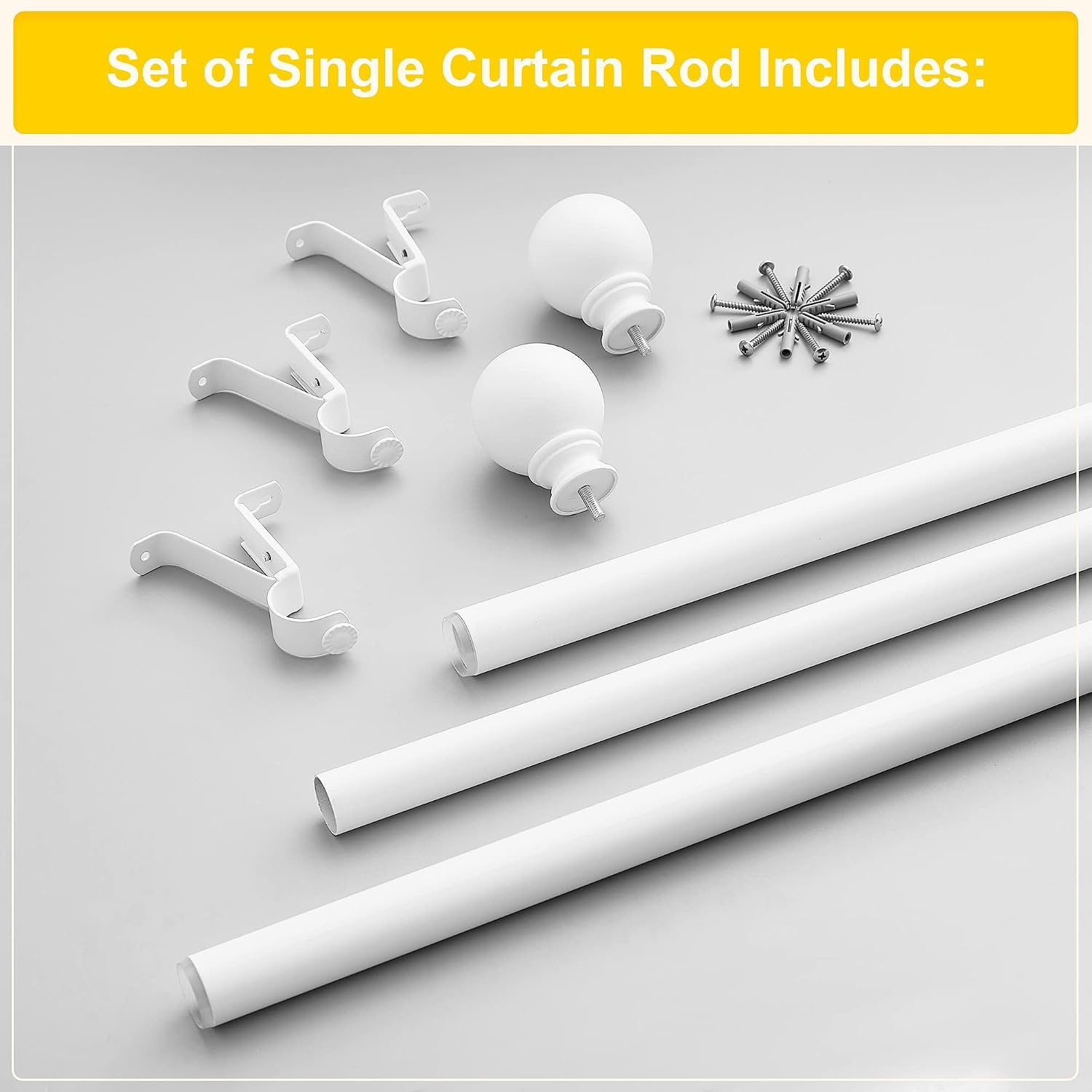 image:imageNICETOWN Black Curtain Rods for Window 48 to 86 inch 1 18 Diameter with Ball Finials for Window Treatment Adjustable Length from 48 to 86Inch Matte BlackMatte White