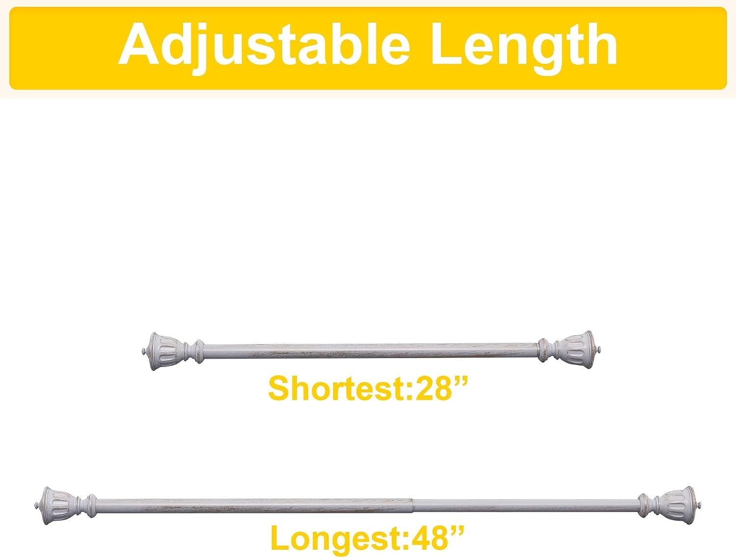 image:imageNICETOWN Black Curtain Rods for Window 48 to 86 inch 1 18 Diameter with Ball Finials for Window Treatment Adjustable Length from 48 to 86Inch Matte BlackAntique White
