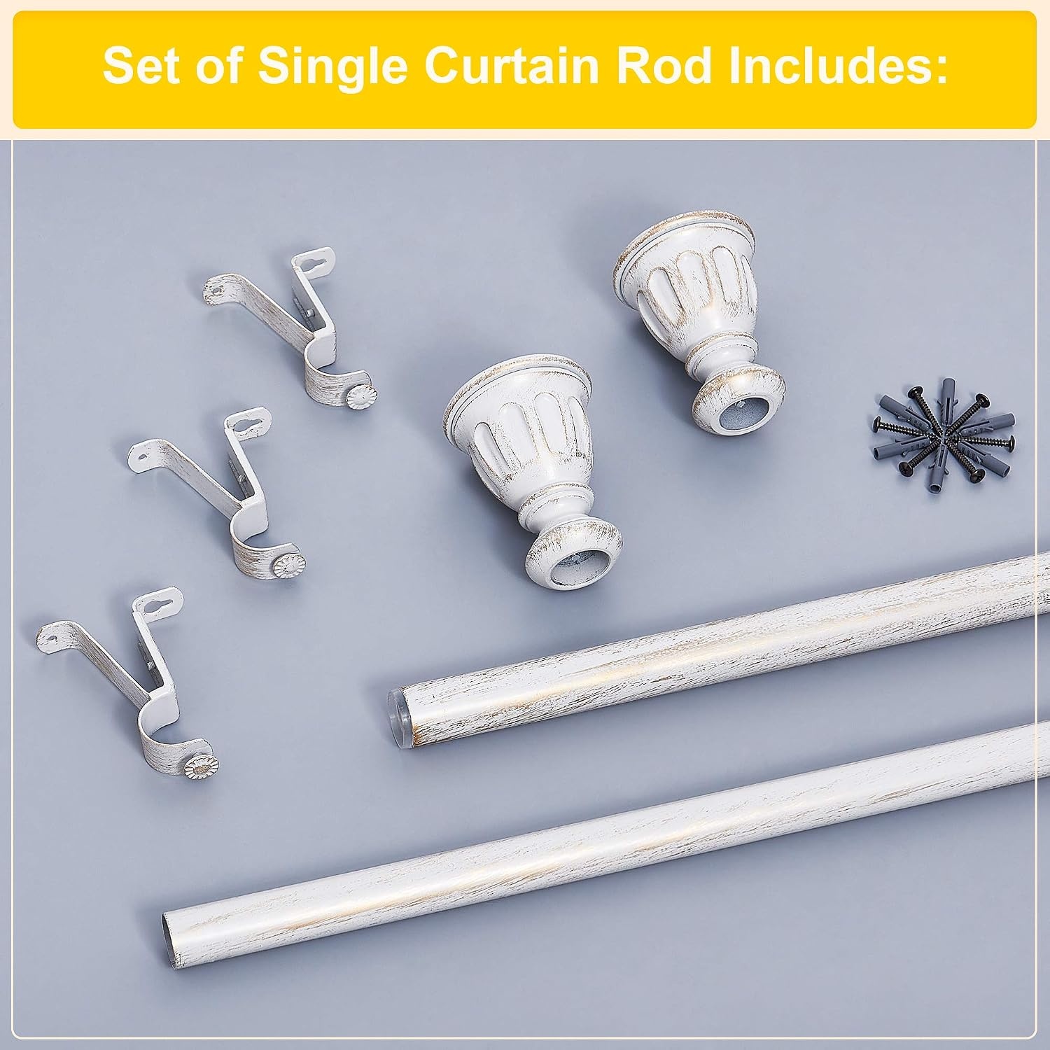 image:imageNICETOWN Black Curtain Rods for Window 48 to 86 inch 1 18 Diameter with Ball Finials for Window Treatment Adjustable Length from 48 to 86Inch Matte BlackAntique White