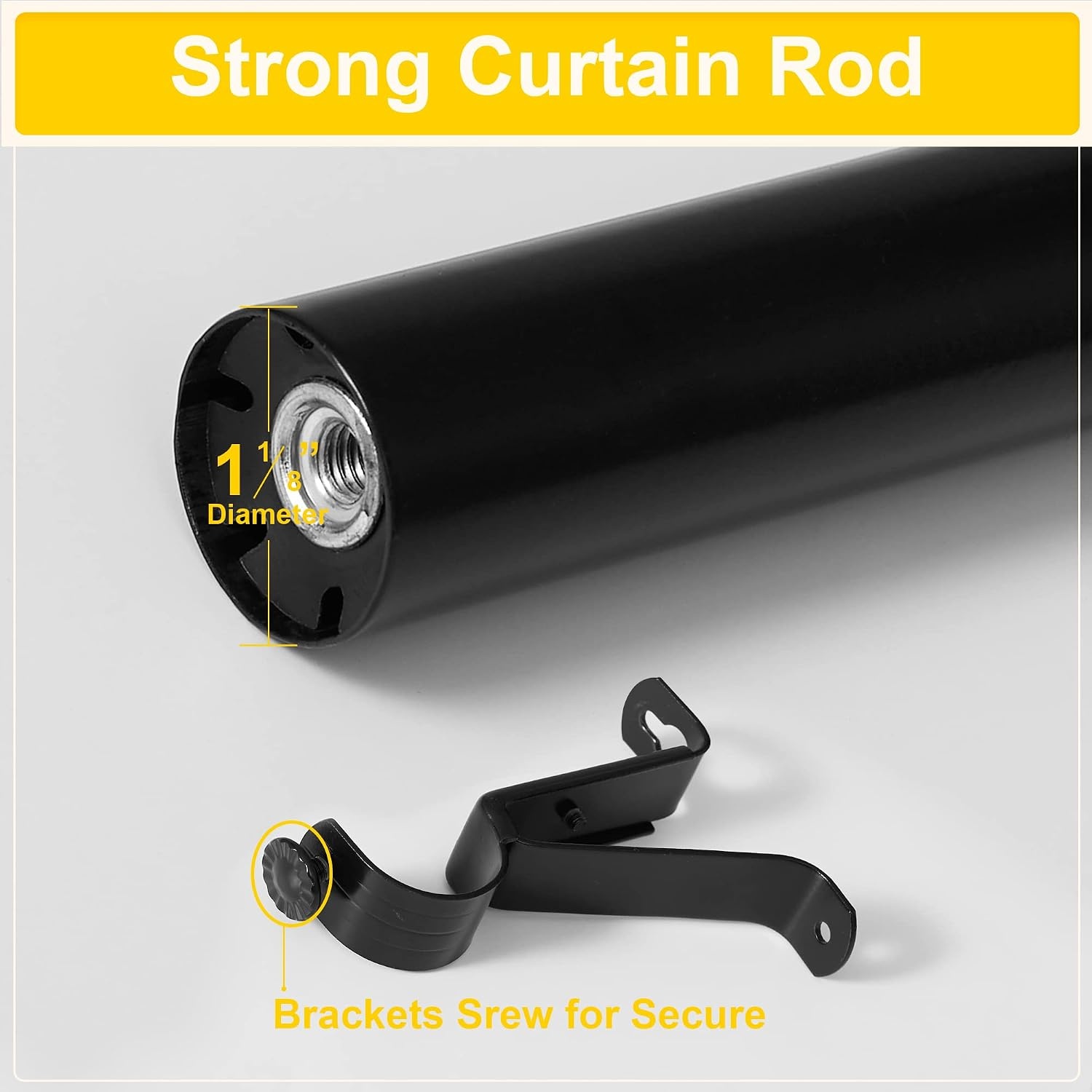 image:imageNICETOWN Black Curtain Rods for Window 48 to 86 inch 1 18 Diameter with Ball Finials for Window Treatment Adjustable Length from 48 to 86Inch Matte BlackMatte Black