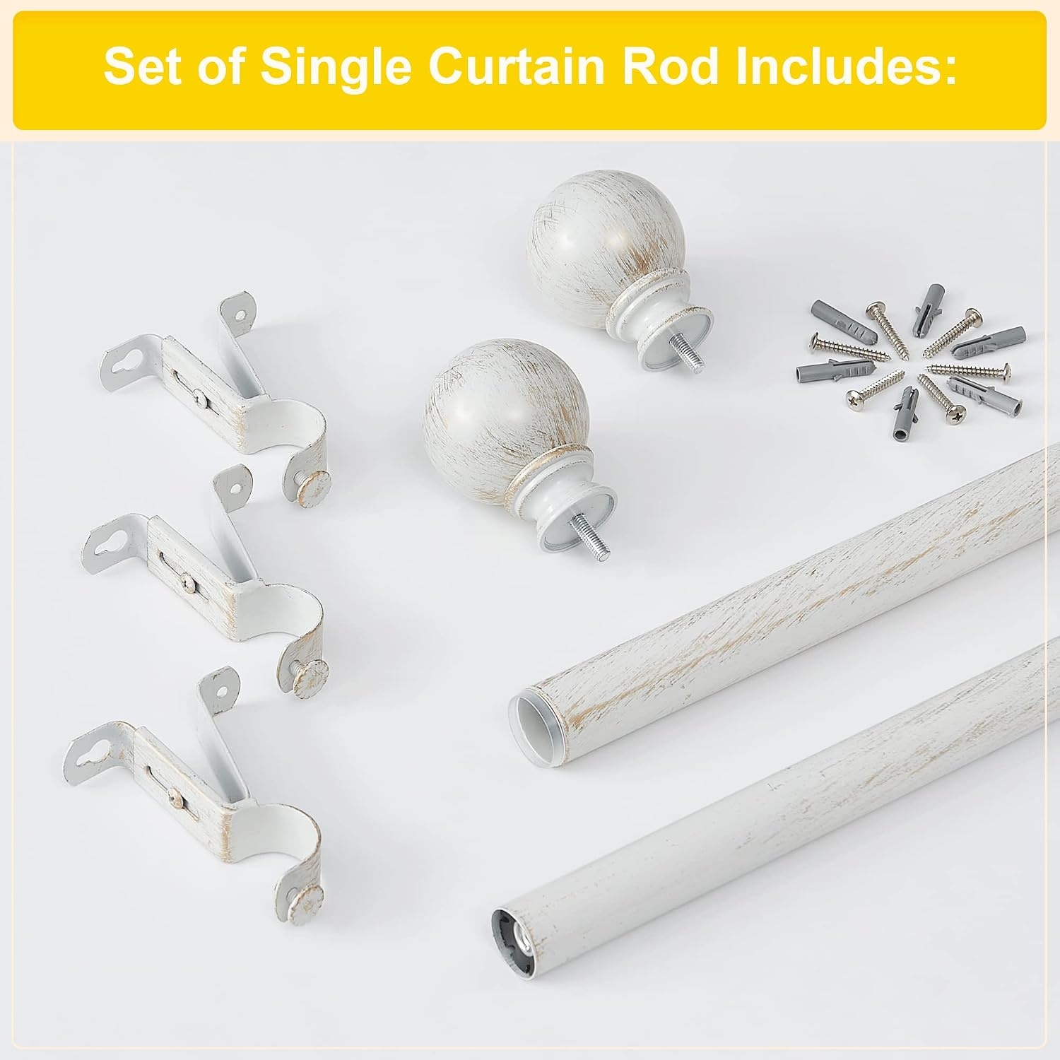 image:imageNICETOWN Black Curtain Rods for Window 48 to 86 inch 1 18 Diameter with Ball Finials for Window Treatment Adjustable Length from 48 to 86Inch Matte BlackAntique White