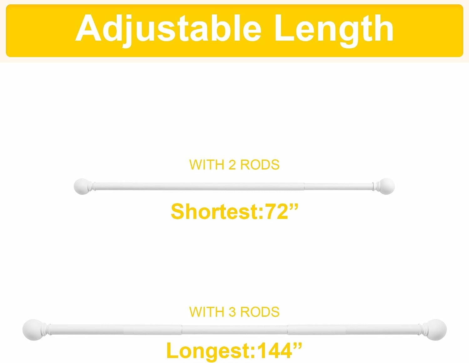 image:imageNICETOWN Black Curtain Rods for Window 48 to 86 inch 1 18 Diameter with Ball Finials for Window Treatment Adjustable Length from 48 to 86Inch Matte BlackMatte White