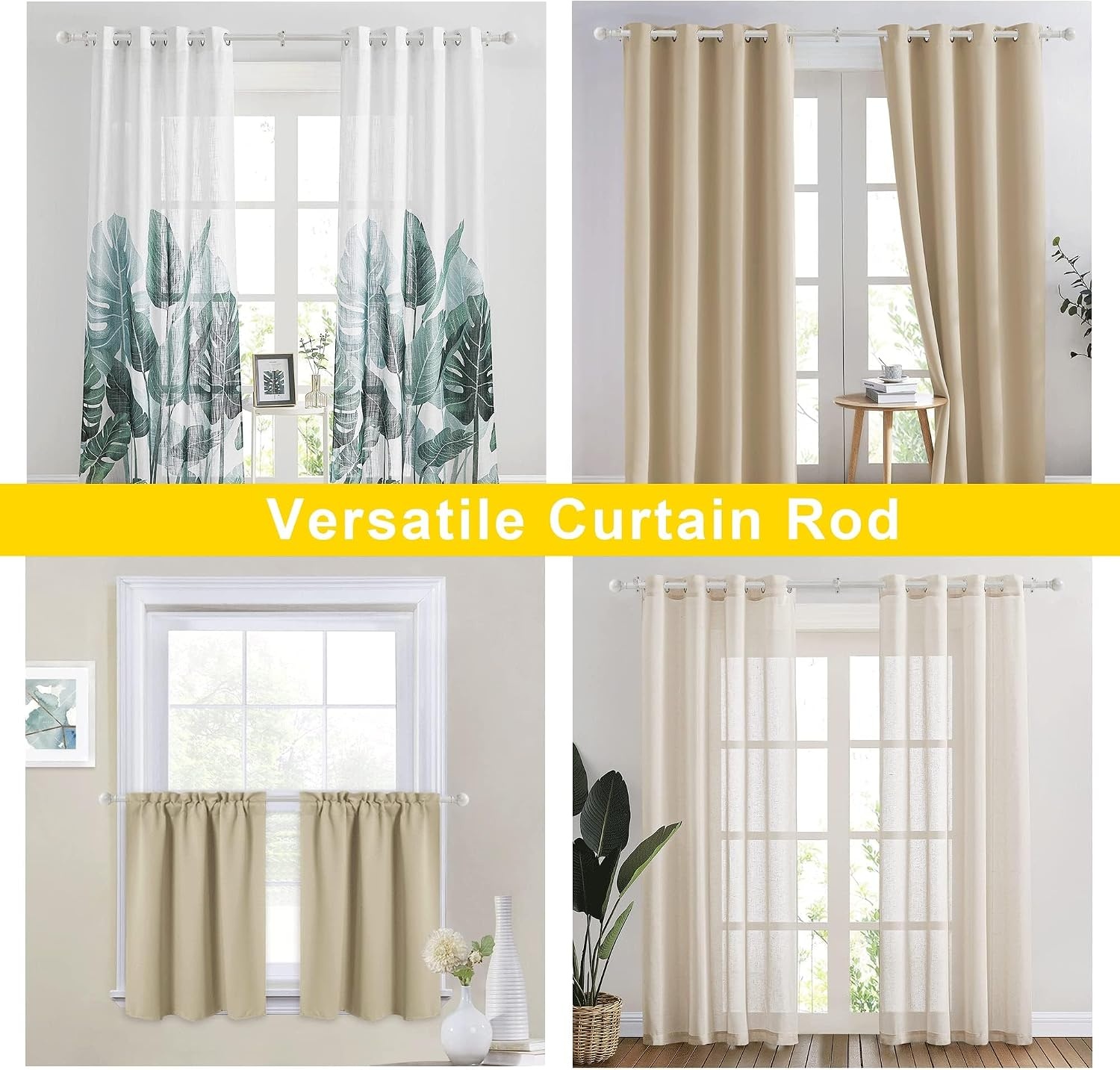 image:imageNICETOWN Black Curtain Rods for Window 48 to 86 inch 1 18 Diameter with Ball Finials for Window Treatment Adjustable Length from 48 to 86Inch Matte BlackAntique White
