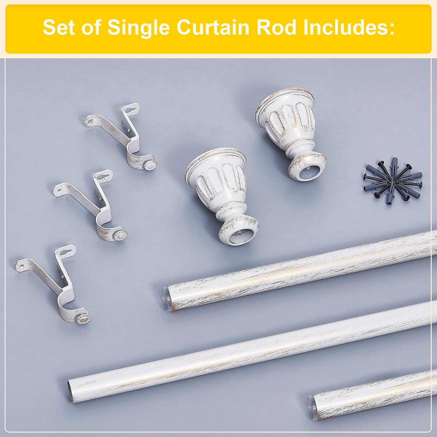 image:imageNICETOWN Black Curtain Rods for Window 48 to 86 inch 1 18 Diameter with Ball Finials for Window Treatment Adjustable Length from 48 to 86Inch Matte BlackAntique White