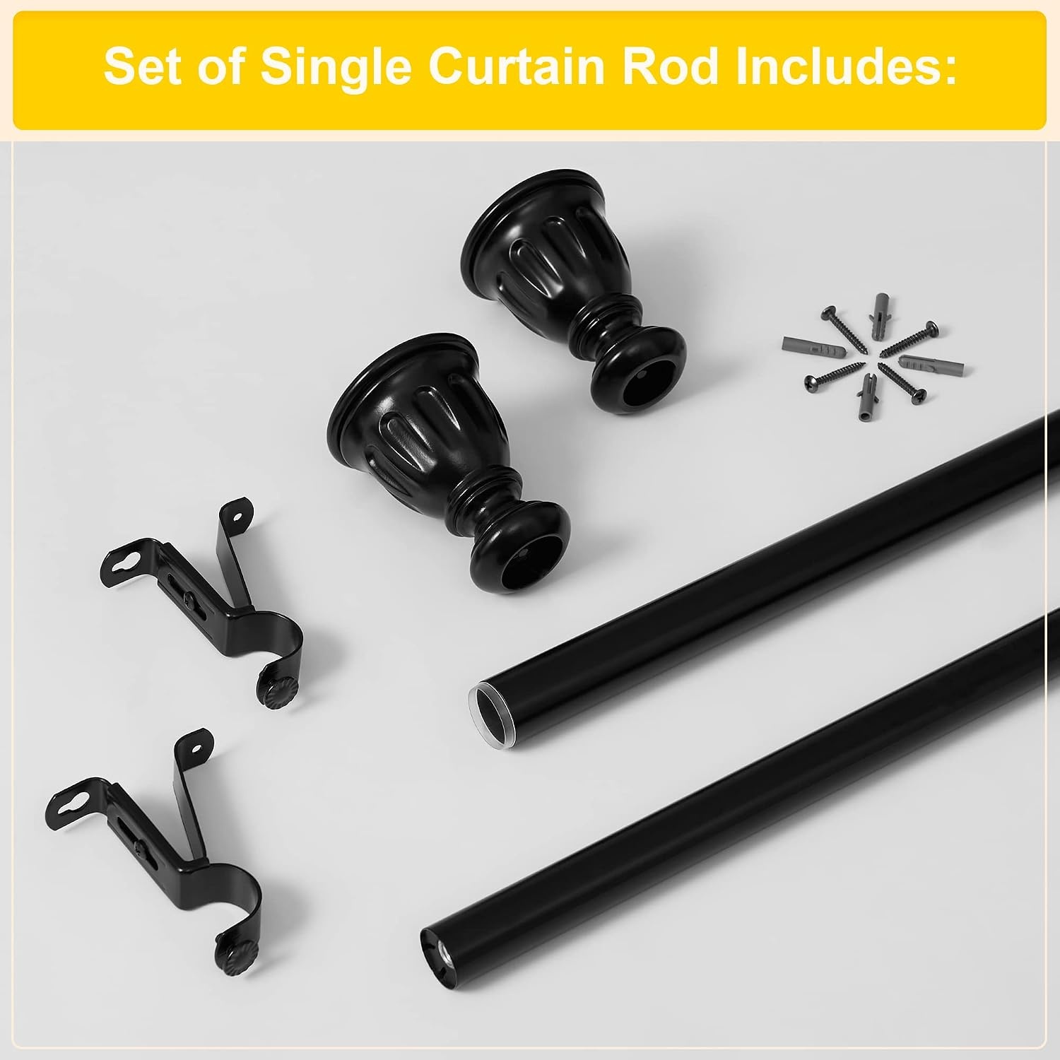 image:imageNICETOWN Black Curtain Rods for Window 48 to 86 inch 1 18 Diameter with Ball Finials for Window Treatment Adjustable Length from 48 to 86Inch Matte BlackMatte Black