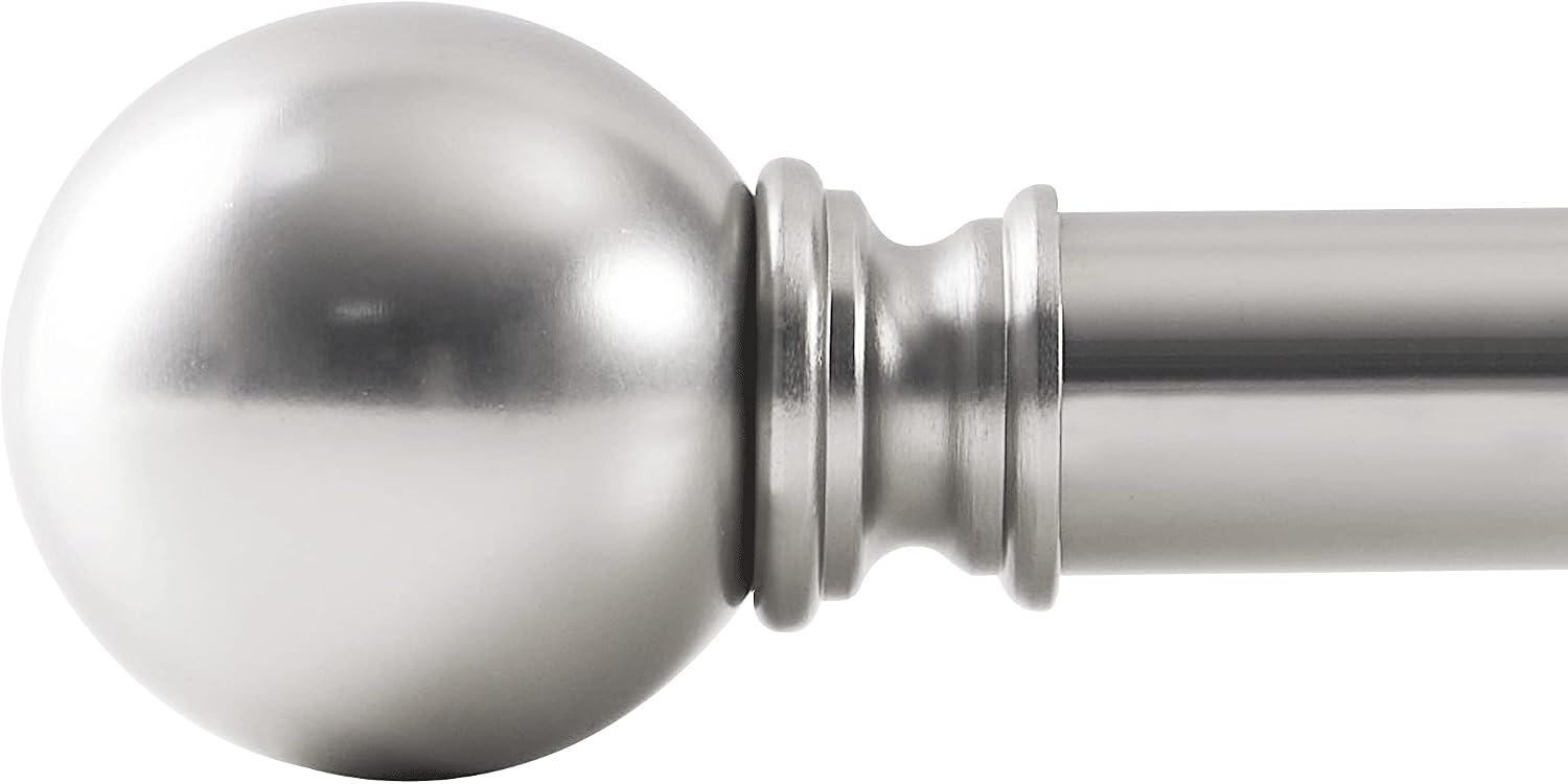 image:imageNICETOWN Black Curtain Rods for Window 48 to 86 inch 1 18 Diameter with Ball Finials for Window Treatment Adjustable Length from 48 to 86Inch Matte BlackSatin Nickel