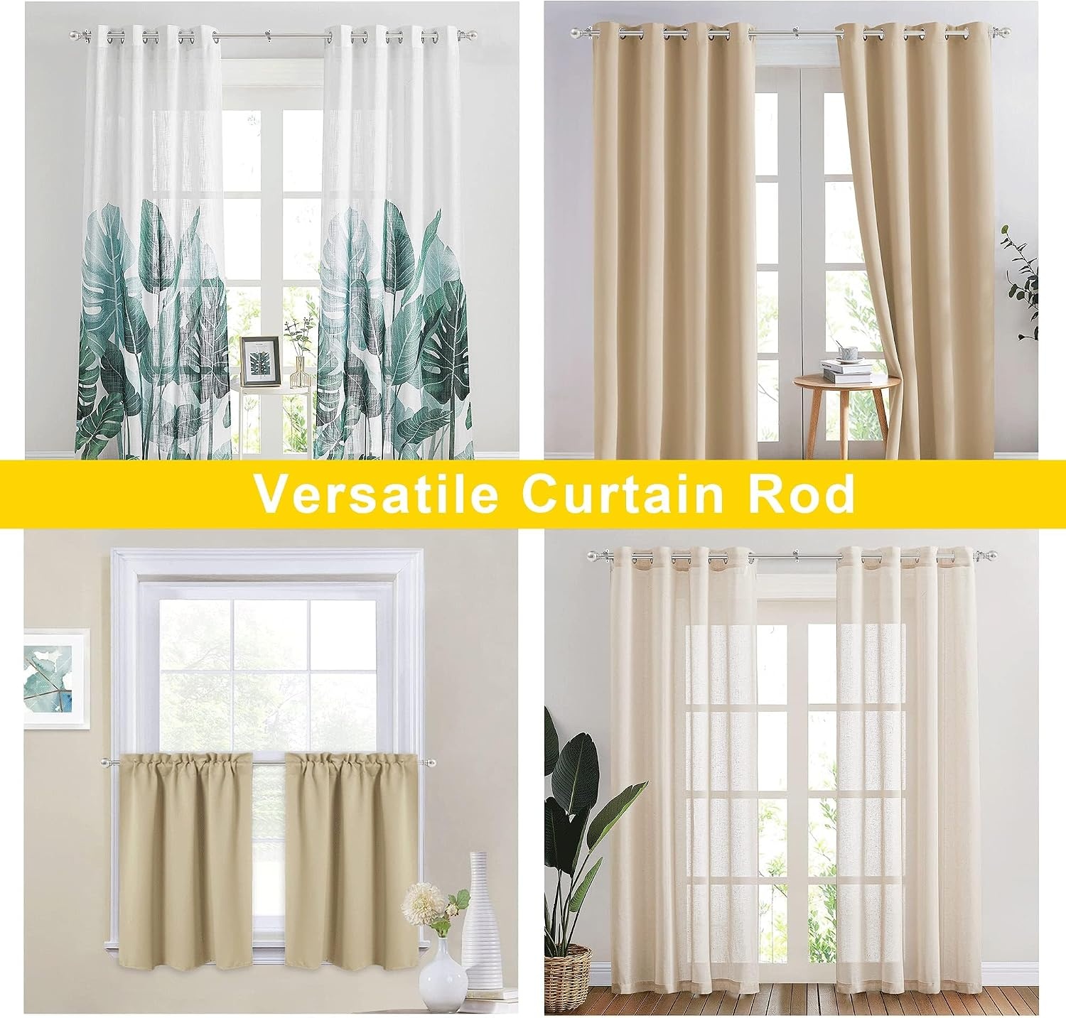 image:imageNICETOWN Black Curtain Rods for Window 48 to 86 inch 1 18 Diameter with Ball Finials for Window Treatment Adjustable Length from 48 to 86Inch Matte BlackSatin Nickel