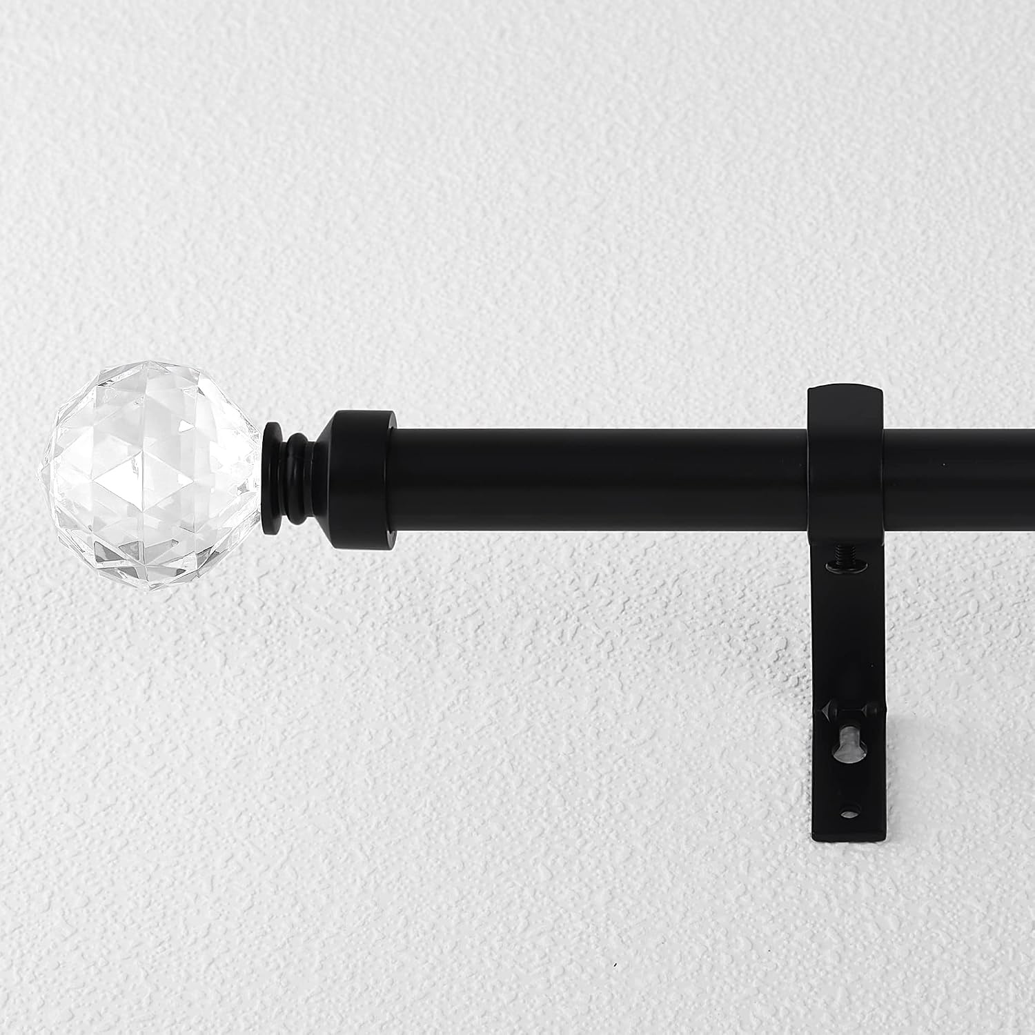 image:imageNICETOWN Black Curtain Rods for Windows 28 to 48 inch Adjustable Curtain Rod 1 inch Diameter Modern Faceted Ball Finials Design Decorative Drapery Rod for Valances Tiers 2848 Length Matte BlackMatte BlackFaceted Ball