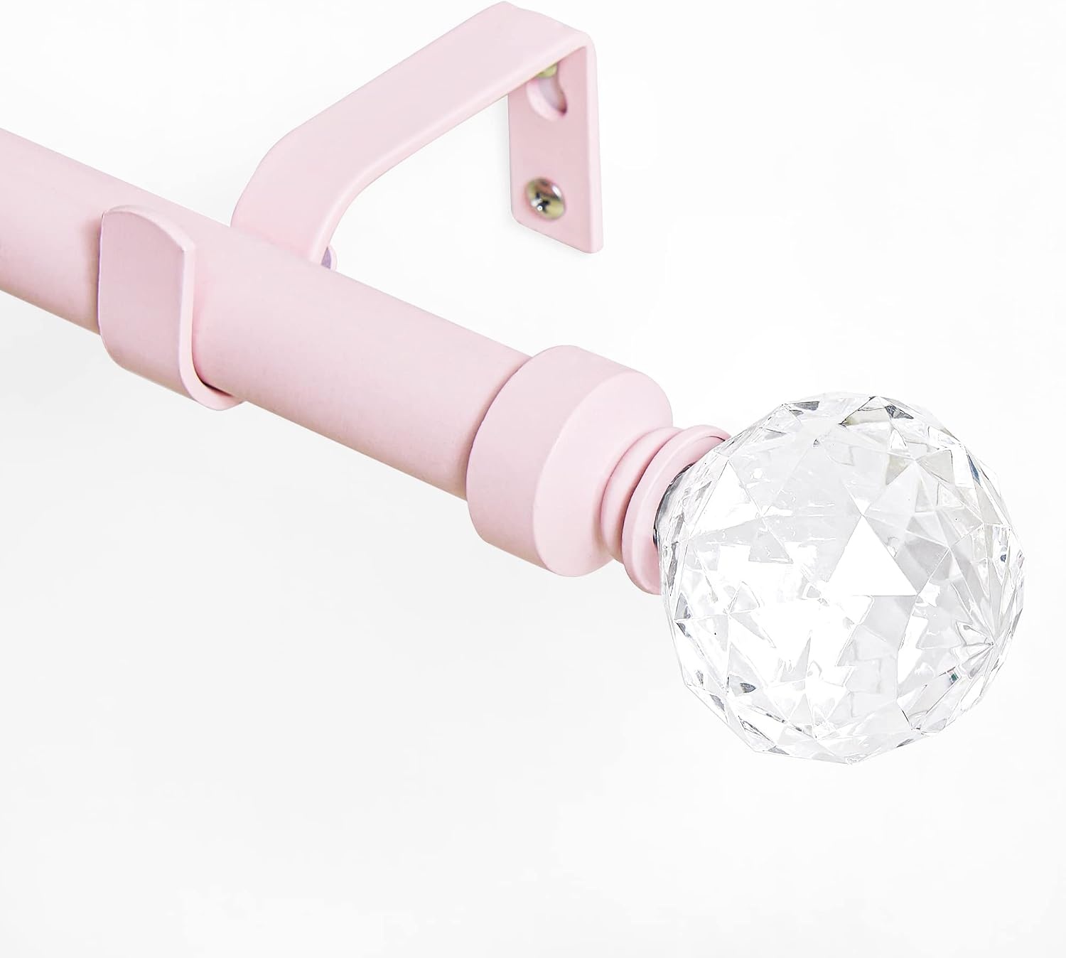 image:imageNICETOWN Black Curtain Rods for Windows 28 to 48 inch Adjustable Curtain Rod 1 inch Diameter Modern Faceted Ball Finials Design Decorative Drapery Rod for Valances Tiers 2848 Length Matte BlackPinkFaceted Ball