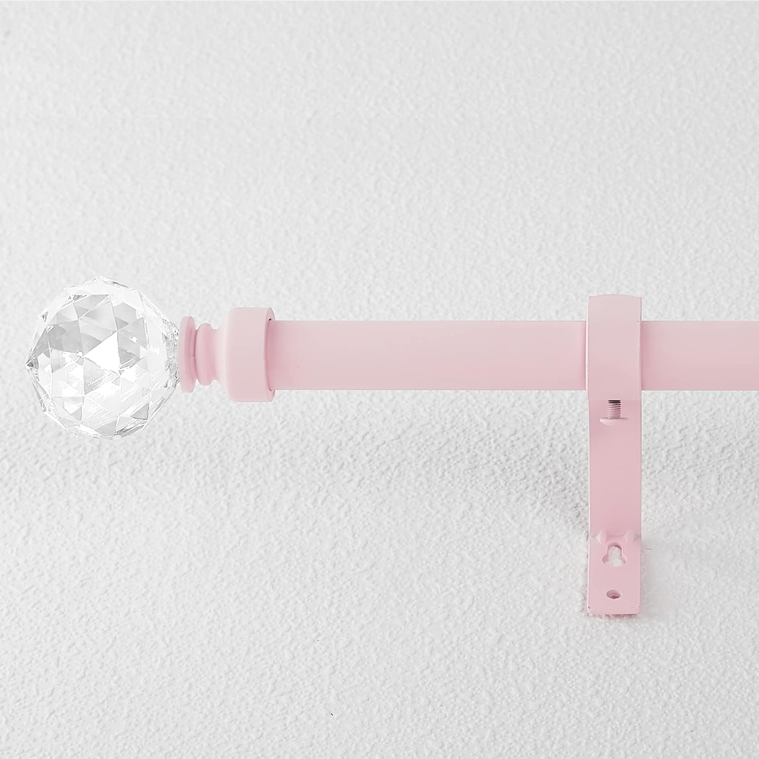 image:imageNICETOWN Black Curtain Rods for Windows 28 to 48 inch Adjustable Curtain Rod 1 inch Diameter Modern Faceted Ball Finials Design Decorative Drapery Rod for Valances Tiers 2848 Length Matte BlackPinkFaceted Ball