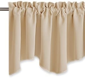 image:imageNICETOWN Blackout Kitchen Valances for Windo 18 Inch Length Rod PocketBiscotti Beige
