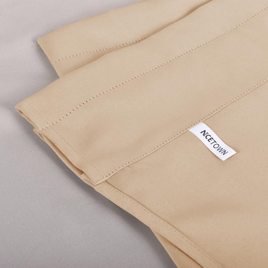 image:imageNICETOWN Blackout Kitchen Valances for Windo 18 Inch Length Rod PocketBiscotti Beige
