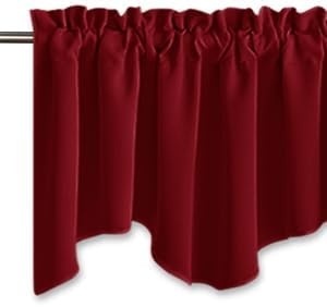image:imageNICETOWN Blackout Kitchen Valances for Windo 18 Inch Length Rod PocketBurgundy Red