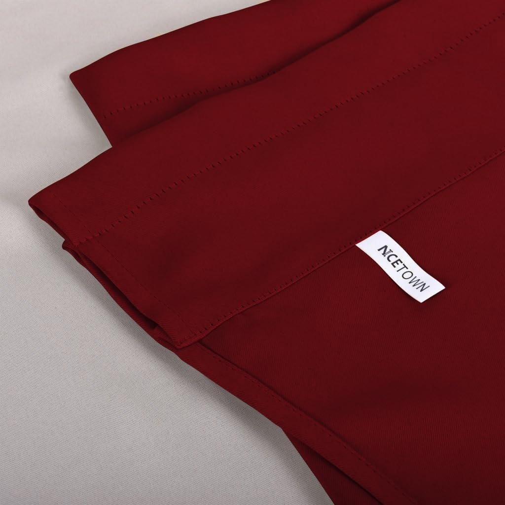 image:imageNICETOWN Blackout Kitchen Valances for Windo 18 Inch Length Rod PocketBurgundy Red