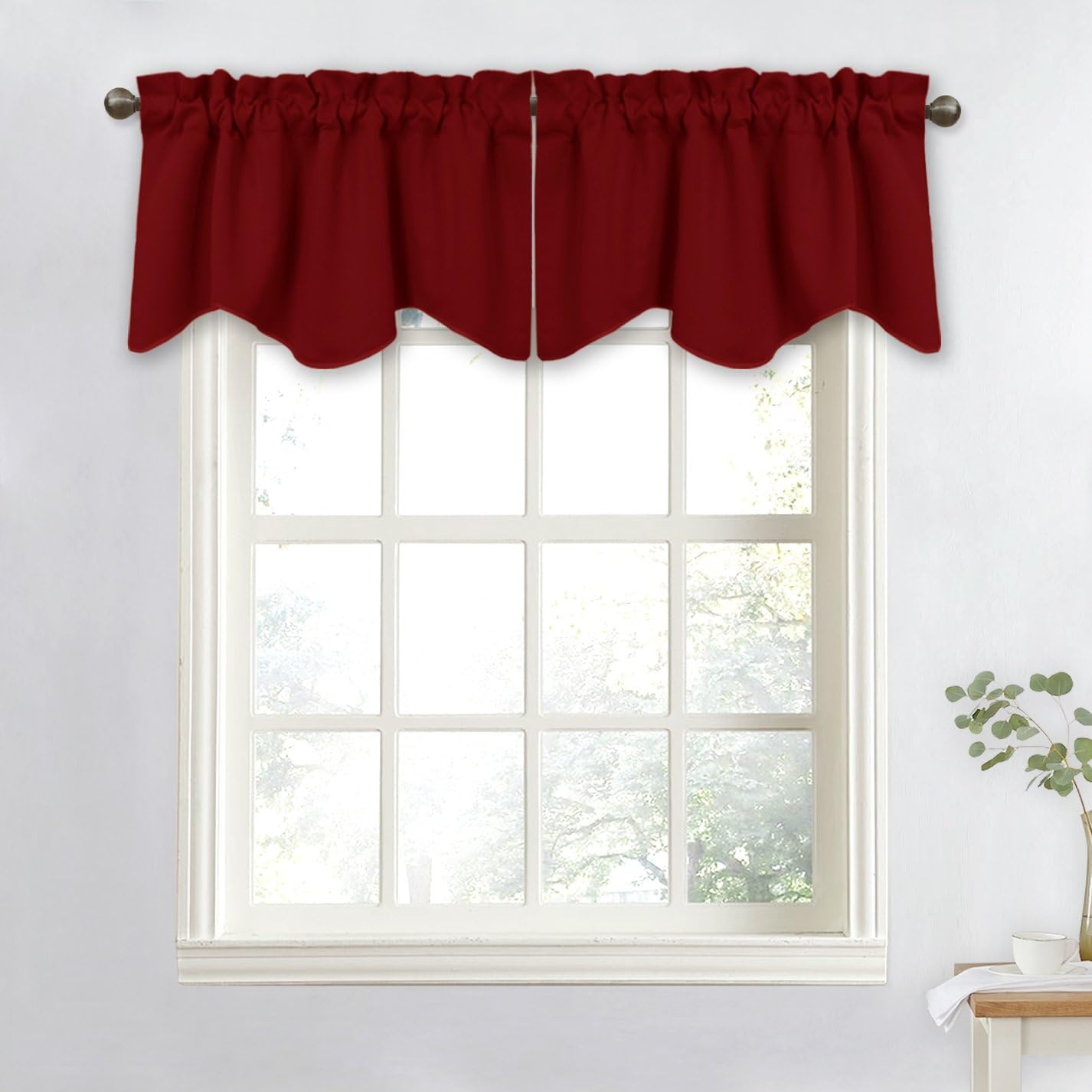 image:imageNICETOWN Blackout Kitchen Valances for Windo 18 Inch Length Rod PocketBurgundy Red