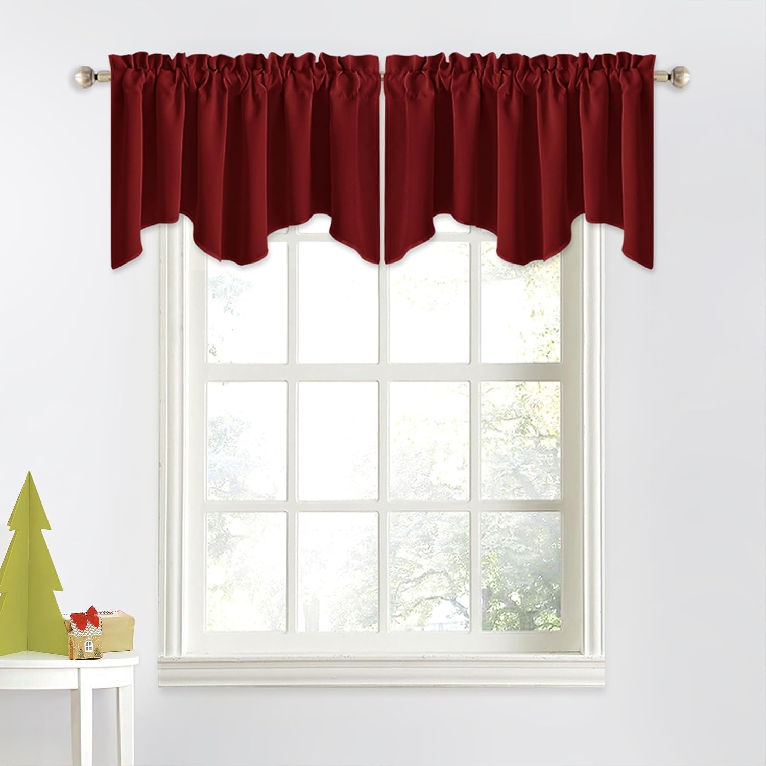 image:imageNICETOWN Blackout Kitchen Valances for Windo 18 Inch Length Rod PocketBurgundy Red