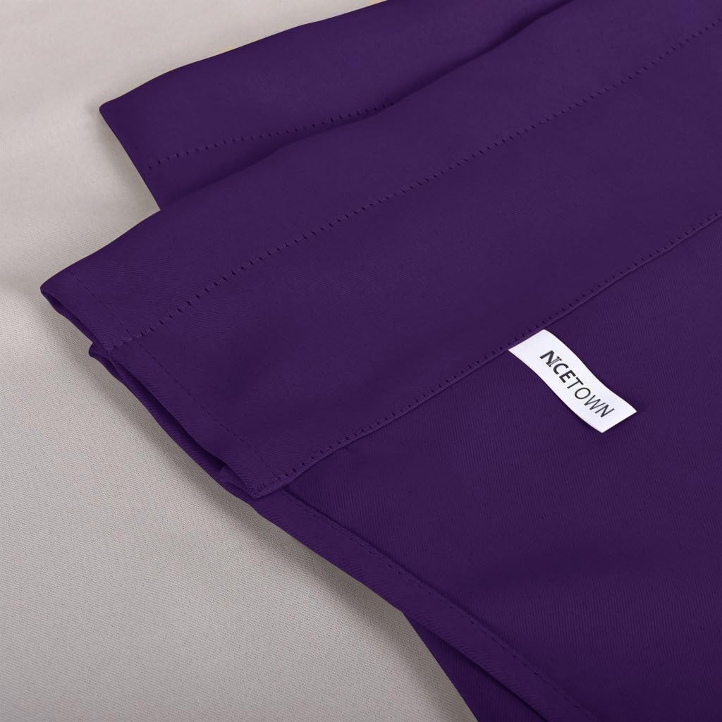 image:imageNICETOWN Blackout Kitchen Valances for Windo 18 Inch Length Rod PocketRoyal Purple
