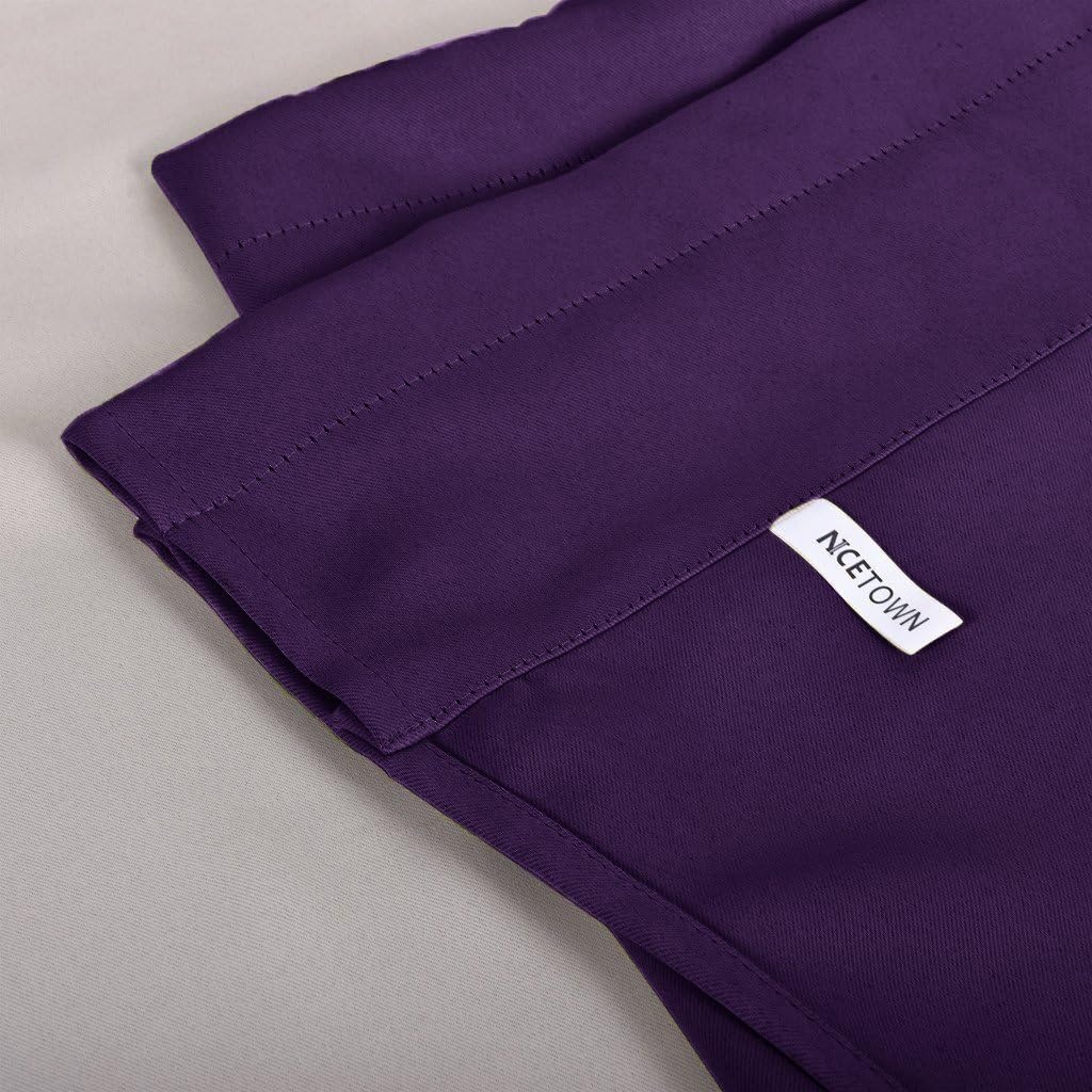 image:imageNICETOWN Blackout Kitchen Valances for Windo 18 Inch Length Rod PocketRoyal Purple