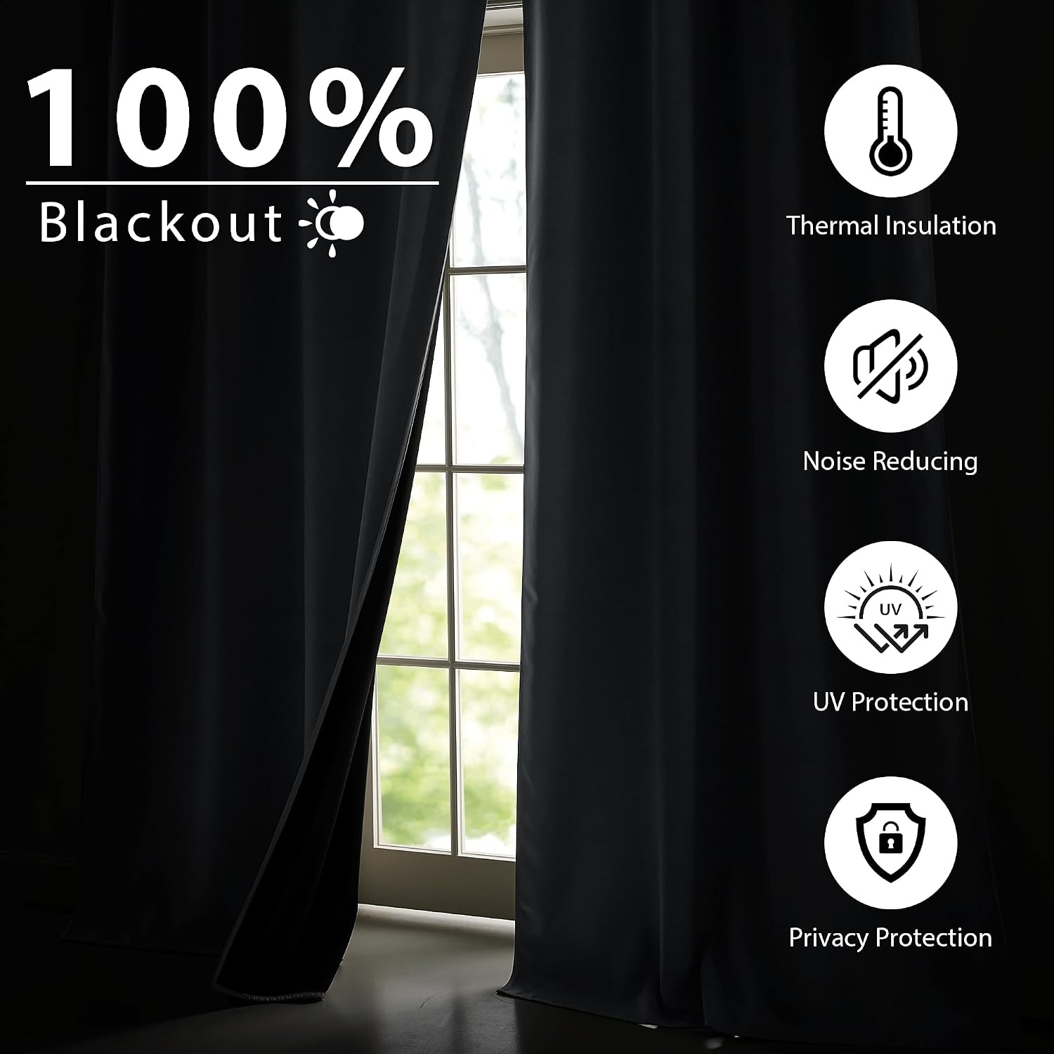 image:imageNICETOWN Boho Floral Curtains 100 Blackout for Living Room Bedroom 96 Inches Long Vintage Flower Drapes Thermal Insulated Soundproof Mid Century Botanica Grommet Window Treatment 52 W 2 PanelsDove Gray