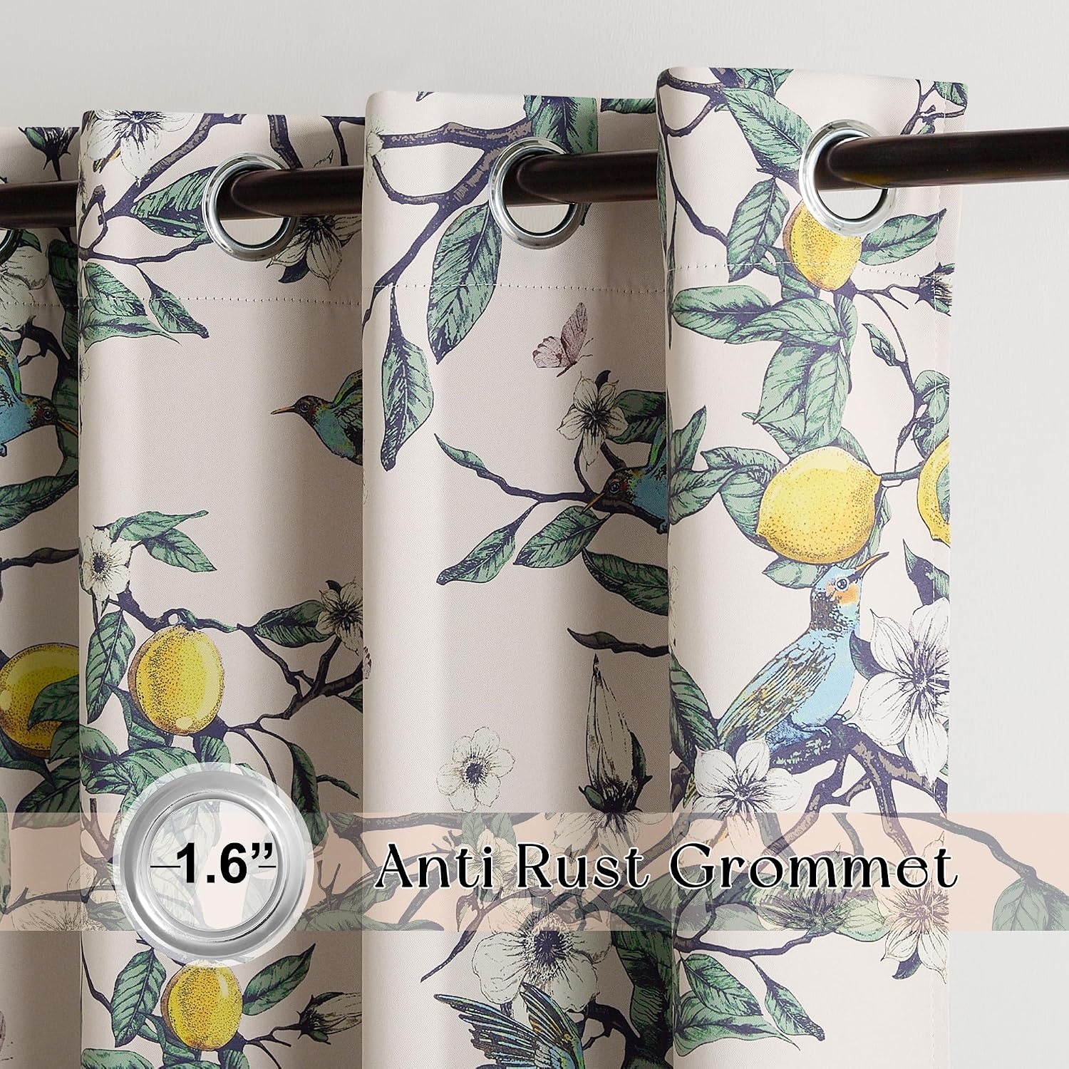image:imageNICETOWN Boho Floral Curtains 100 Blackout for Living Room Bedroom 96 Inches Long Vintage Flower Drapes Thermal Insulated Soundproof Mid Century Botanica Grommet Window Treatment 52 W 2 PanelsFloral Blush Pink