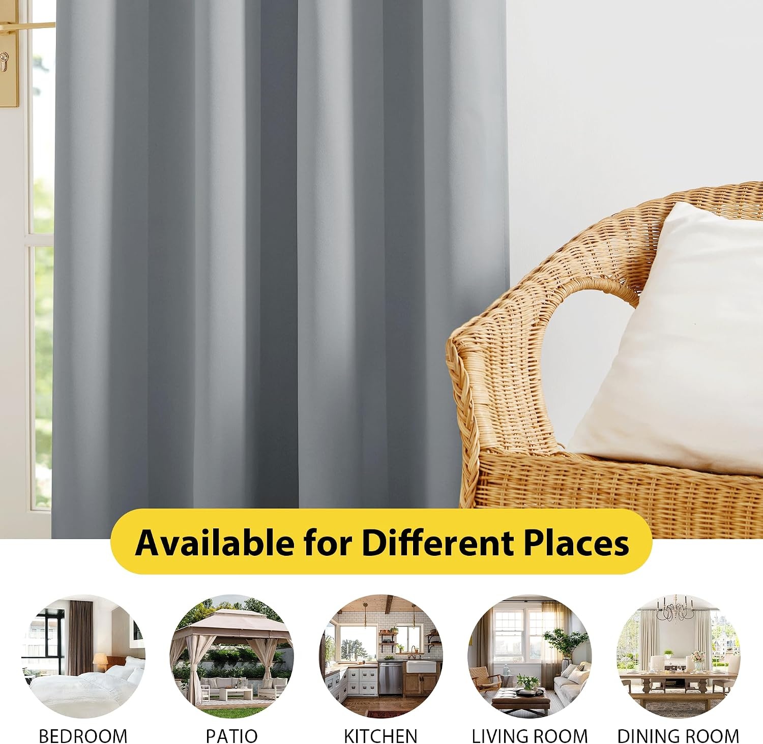image:imageNICETOWN Boho Floral Curtains 100 Blackout for Living Room Bedroom 96 Inches Long Vintage Flower Drapes Thermal Insulated Soundproof Mid Century Botanica Grommet Window Treatment 52 W 2 PanelsDove Gray