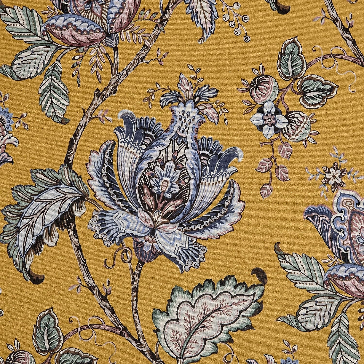 image:imageNICETOWN Boho Floral Curtains 100 Blackout for Living Room Bedroom 96 Inches Long Vintage Flower Drapes Thermal Insulated Soundproof Mid Century Botanica Grommet Window Treatment 52 W 2 PanelsFloral Oak Brown