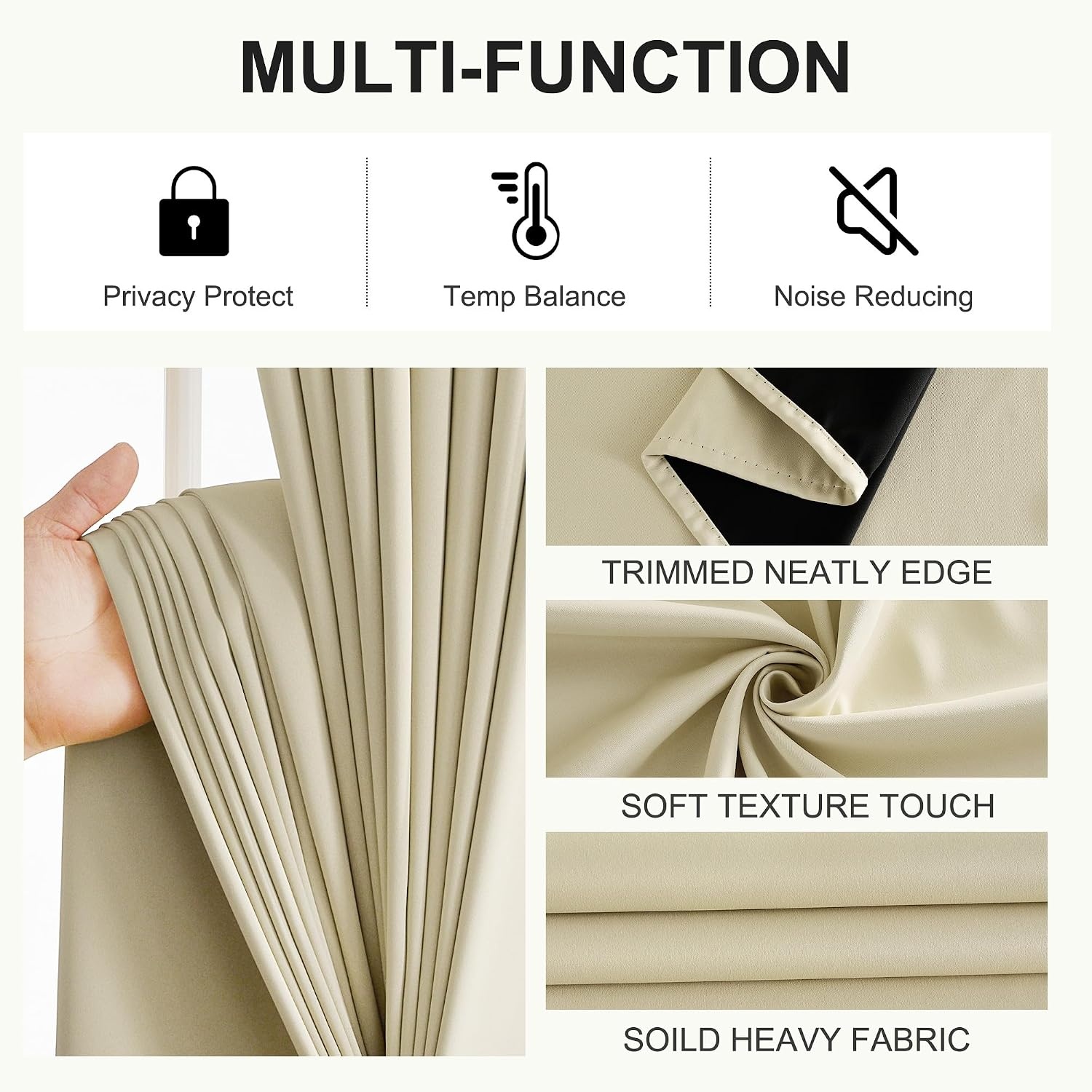 image:imageNICETOWN Boho Floral Curtains 100 Blackout for Living Room Bedroom 96 Inches Long Vintage Flower Drapes Thermal Insulated Soundproof Mid Century Botanica Grommet Window Treatment 52 W 2 PanelsCream