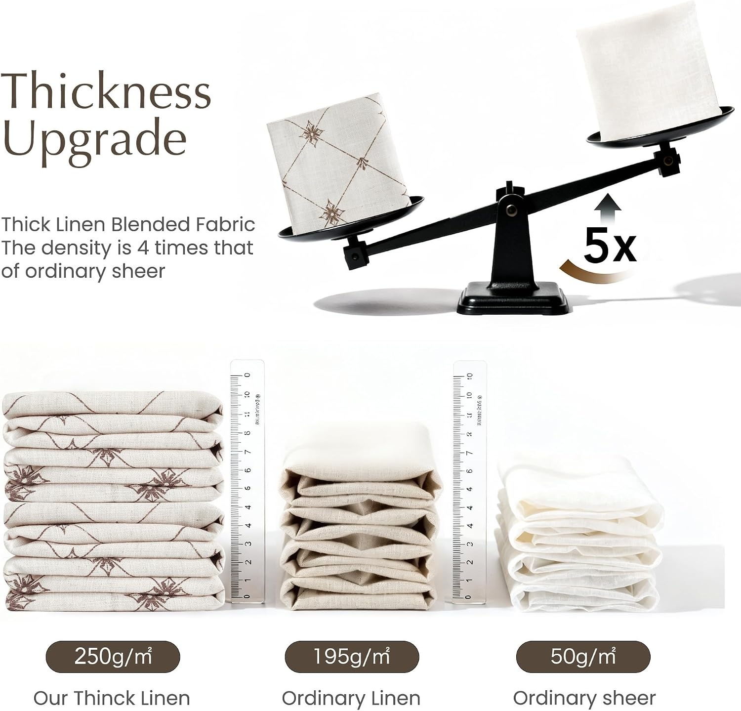 image:imageNICETOWN Farmhouse Geometric Curtains 96 inches Long Natural Linen Semi Sheer 250GSM Diamond Pattern Pocket amp Back Tab Window Treatments Light Filtering for Living Room W52 x L96 2 PanelsNatural