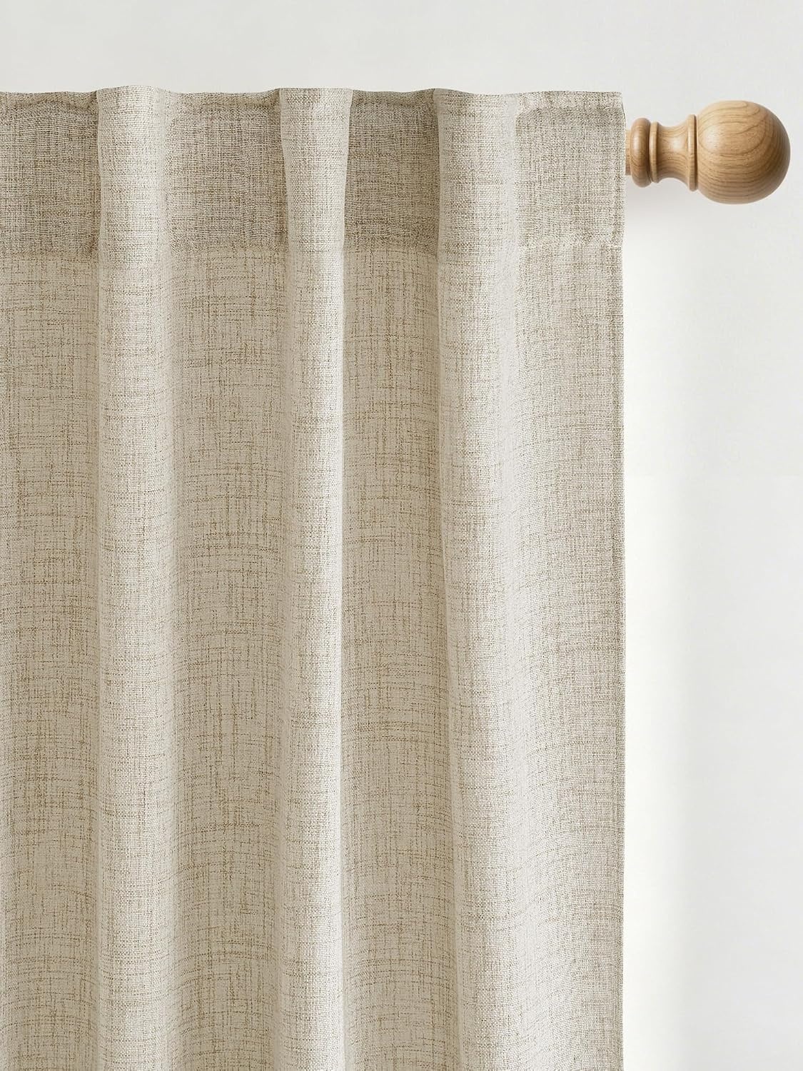 image:imageNICETOWN Natural Faux Linen Curtains 63 Inch Length 2 Panels W55xL63Linen