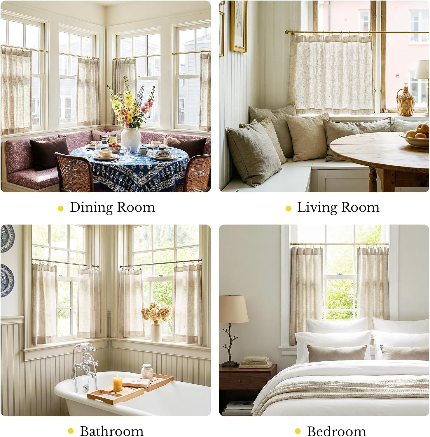 image:imageNICETOWN Natural Faux Linen Curtains 63 Inch Length 2 Panels W55xL63Linen