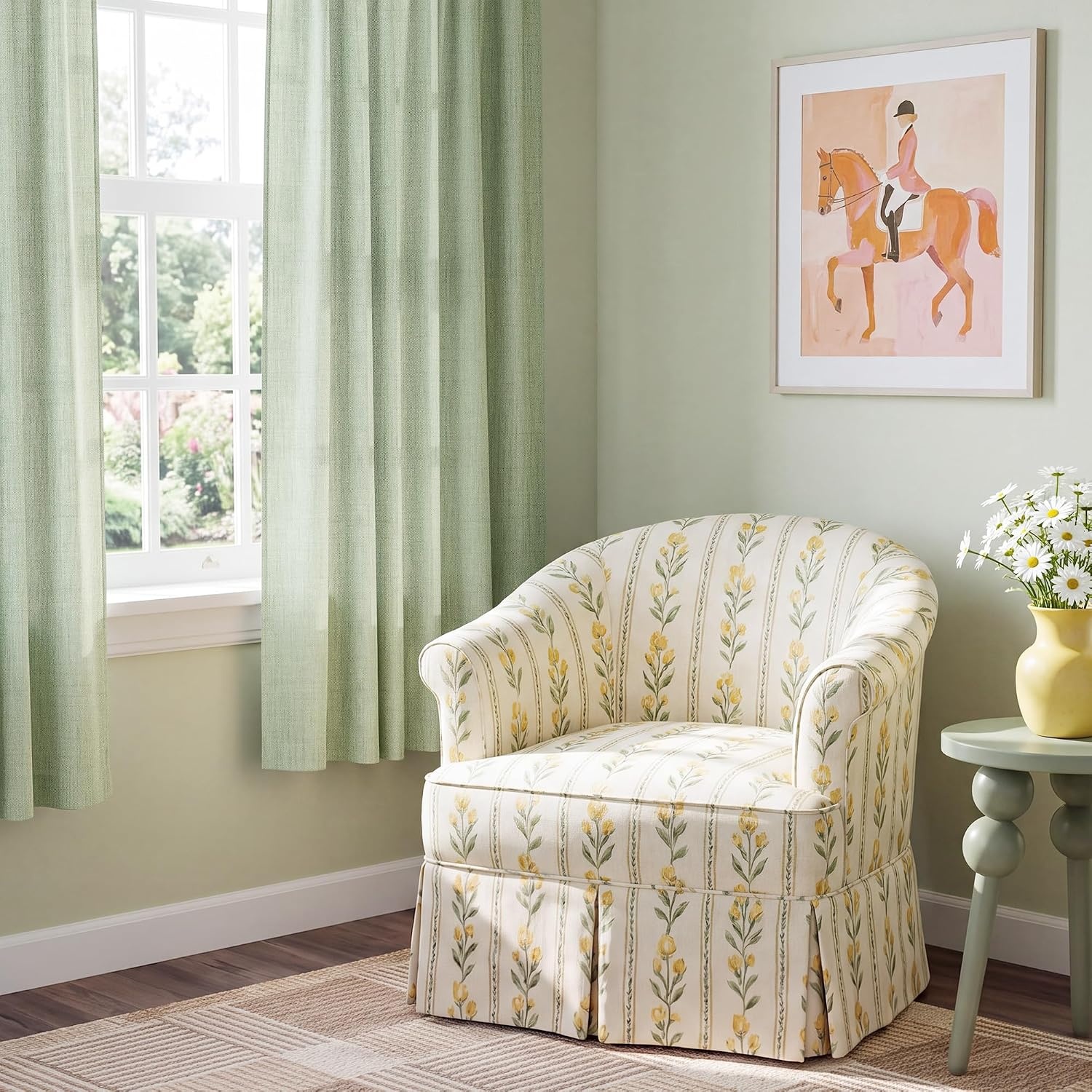 image:imageNICETOWN Natural Faux Linen Curtains 63 Inch Length 2 Panels W55xL63Sage Green