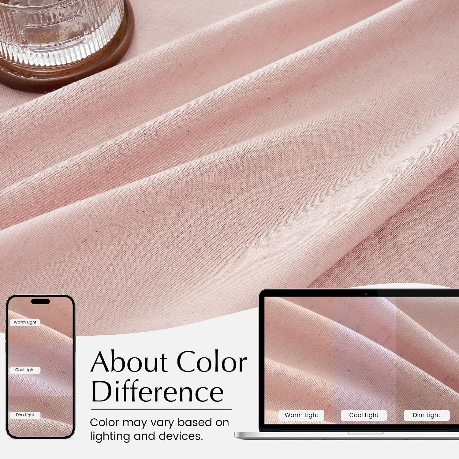 image:imageNICETOWN Natural Pinch Pleated Linen Kitchen Window CurtainsLight Pink