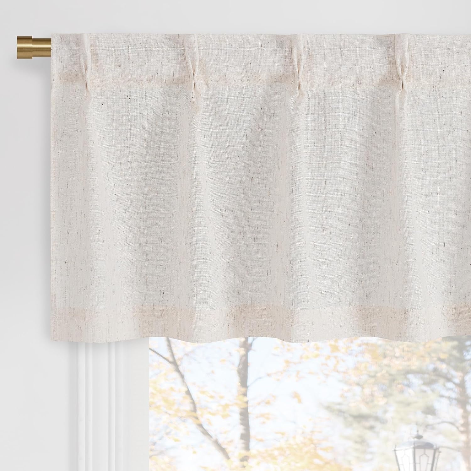 image:imageNICETOWN Natural Pinch Pleated Linen Kitchen Window CurtainsNatural