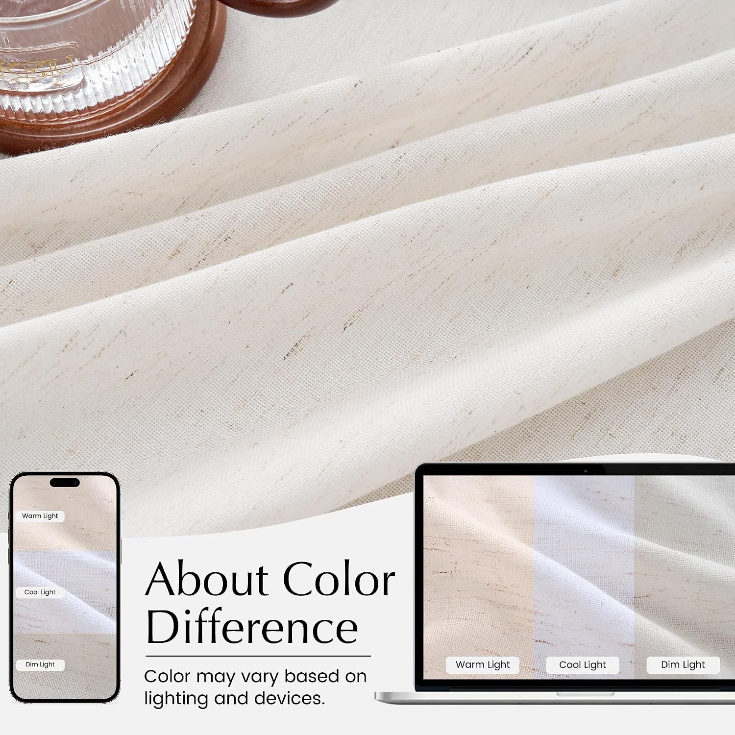 image:imageNICETOWN Natural Pinch Pleated Linen Kitchen Window CurtainsNatural