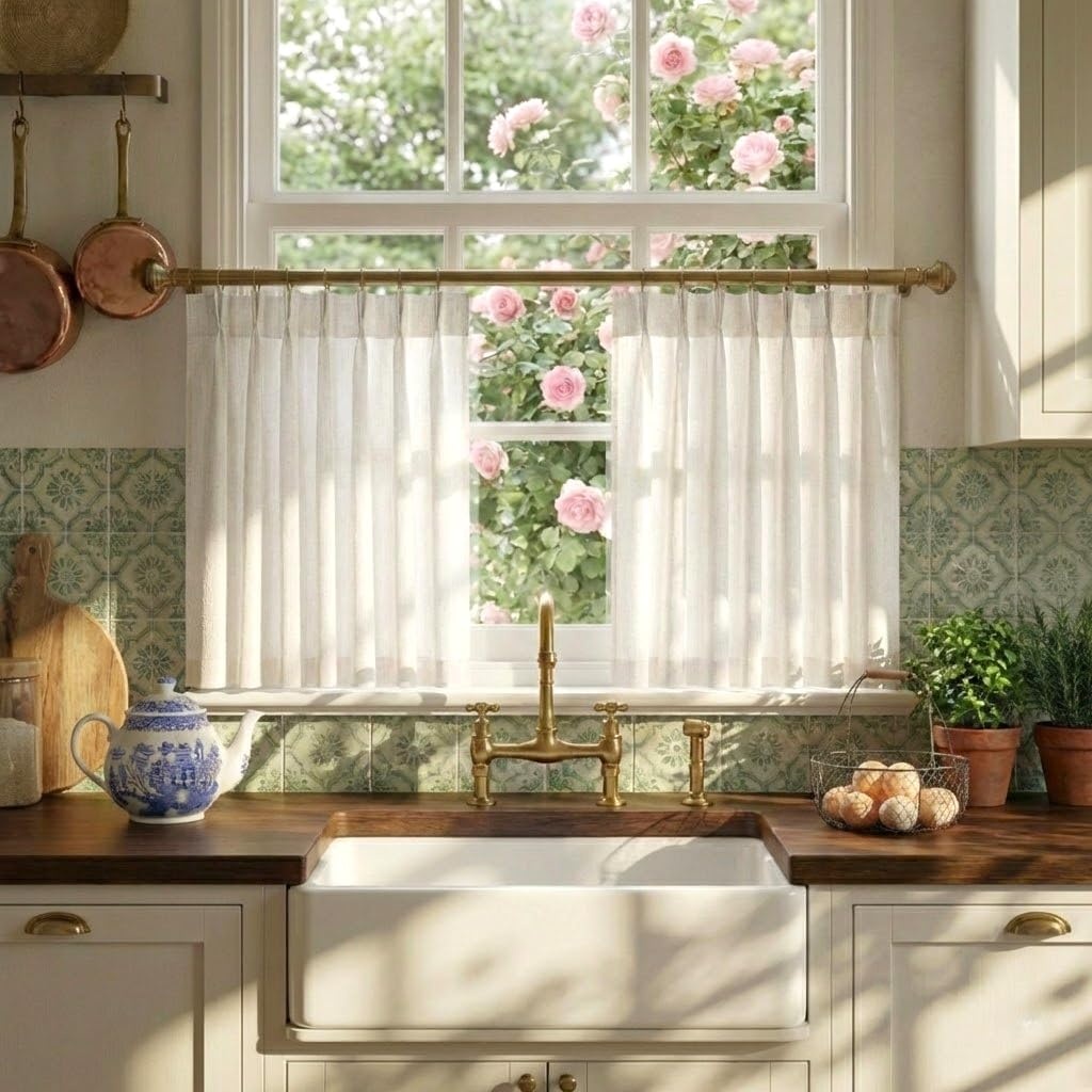 image:imageNICETOWN Natural Pinch Pleated Linen Kitchen Window CurtainsNatural