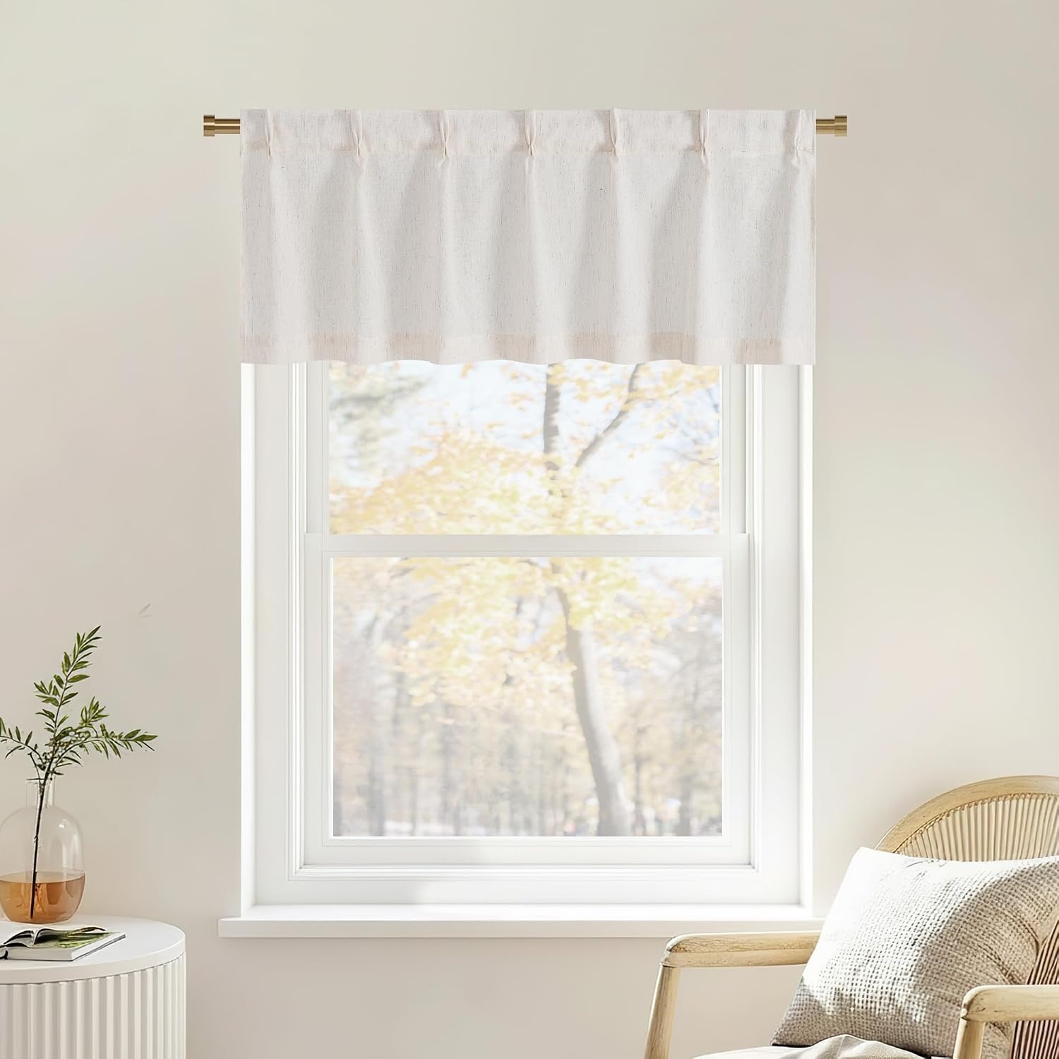image:imageNICETOWN Natural Pinch Pleated Linen Kitchen Window CurtainsNatural