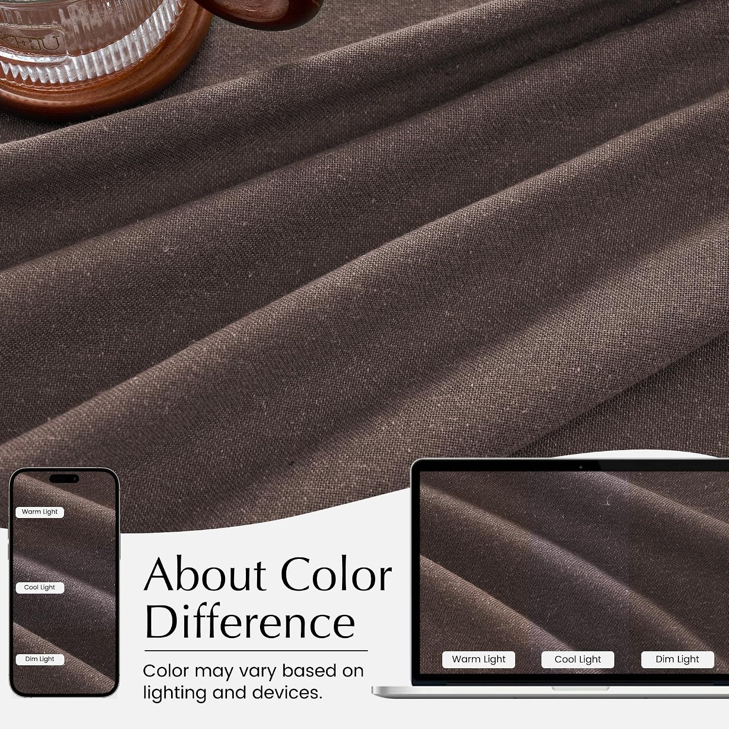 image:imageNICETOWN Natural Pinch Pleated Linen Kitchen Window CurtainsTaupe
